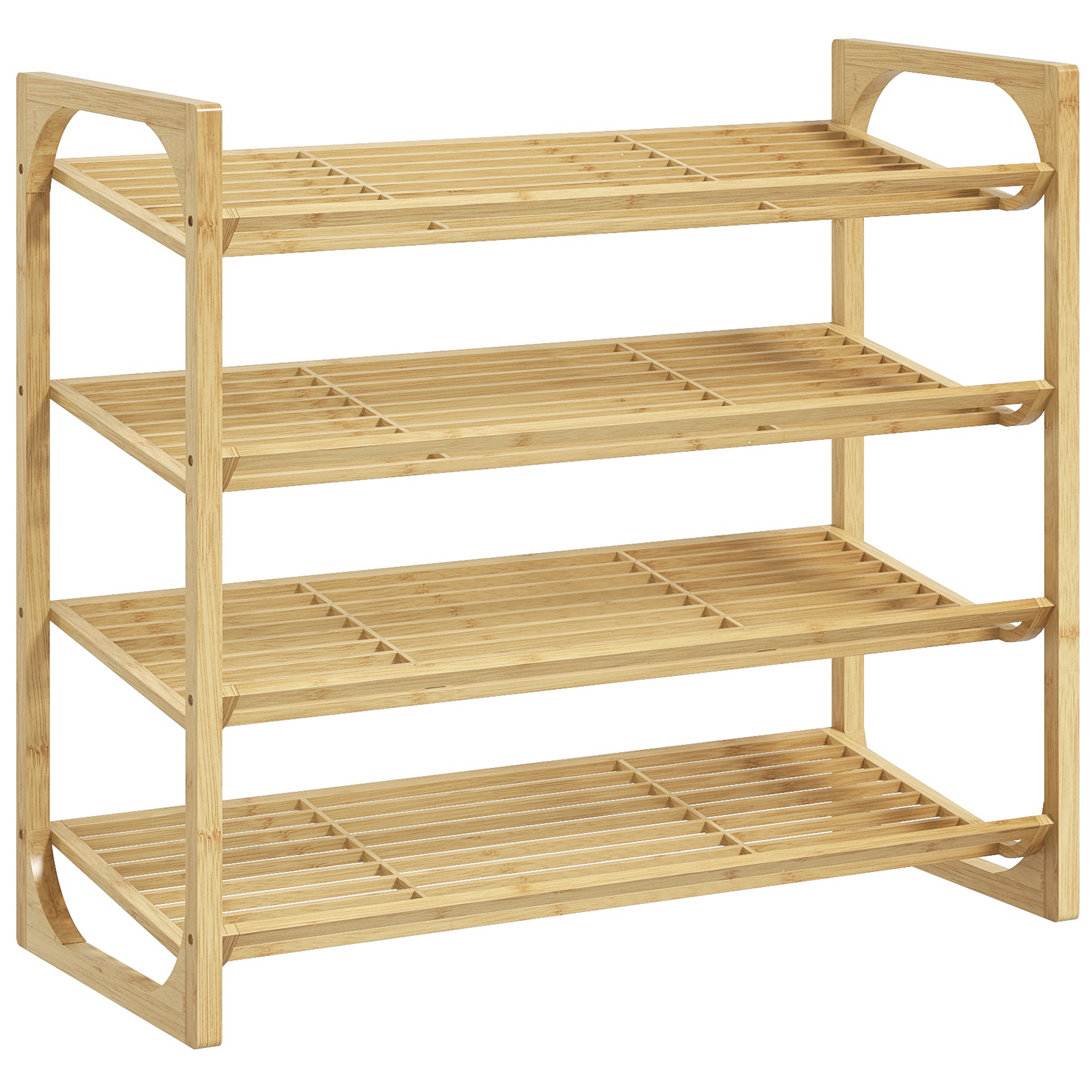 Bamboe Schoenenrek, 15,5 cm Plankhoogte, Geventileerd Latjesontwerp, 76 x 33 x 67 cm, Natuurhout Look