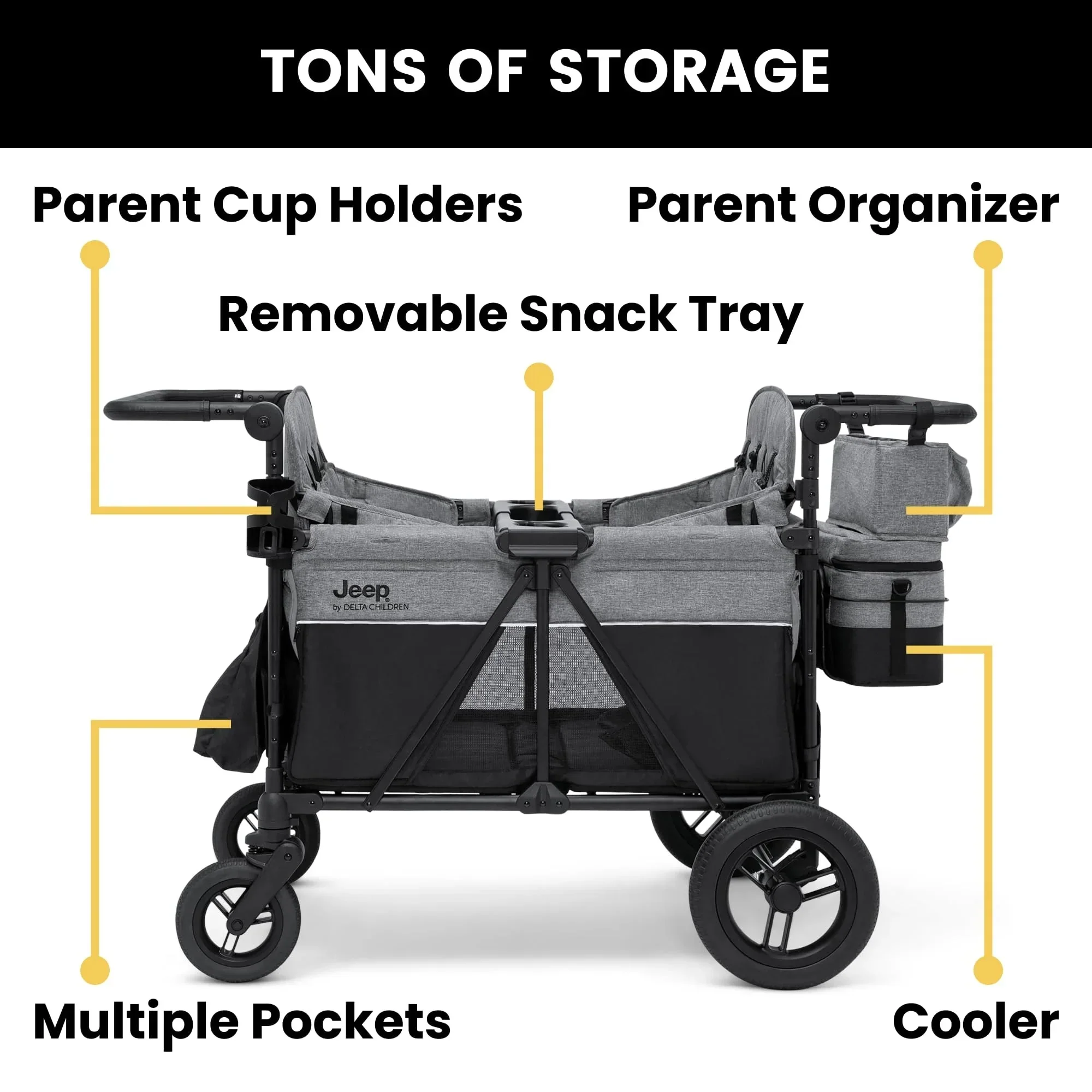 Jeep Wrangler Deluxe 4 Seater Stroller Wagon by Delta Children