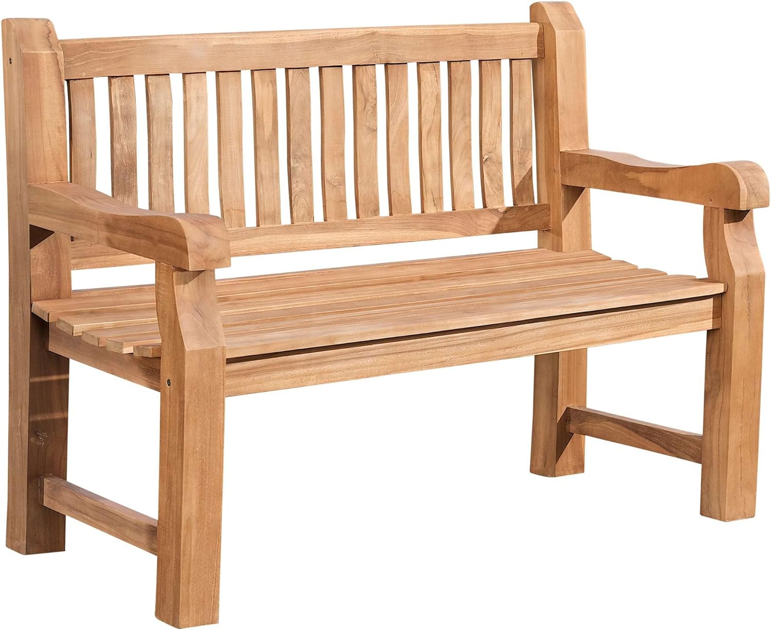 CLP Teakbank Jackson V2 I Wetterfeste Holzbank mit Rückenlehne I Stabile Gartenbank aus massivem Teakholz, Farbe:Teak, Größe:120 cm