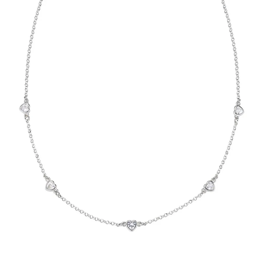 Collana Amen cinque Cuori bianchie pietre bianche CLCUSEBBZ