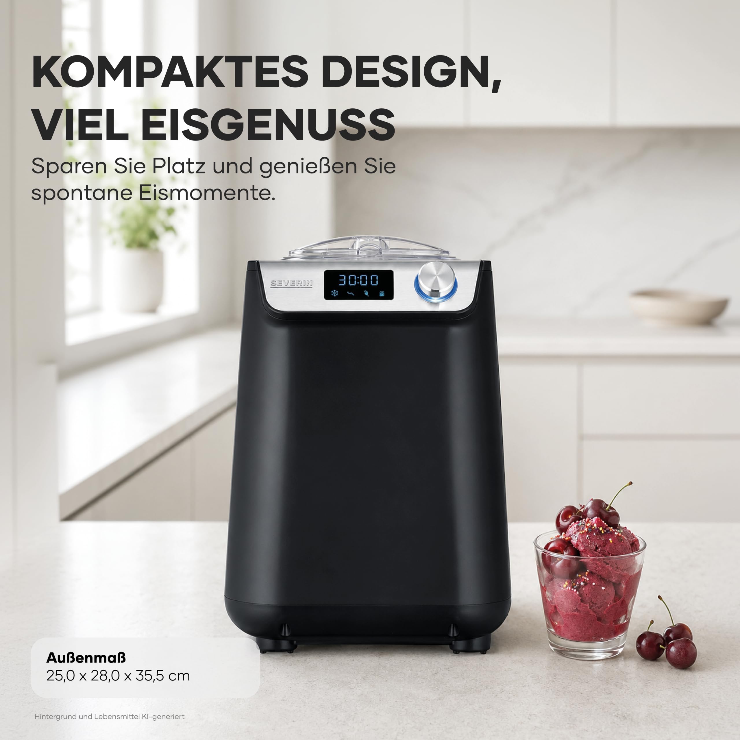 Eismaschine und Joghurtbereiter 2-in-1 mit Kompressor, 1,2 L, EZ 7407, inkl. Rezeptbuch
