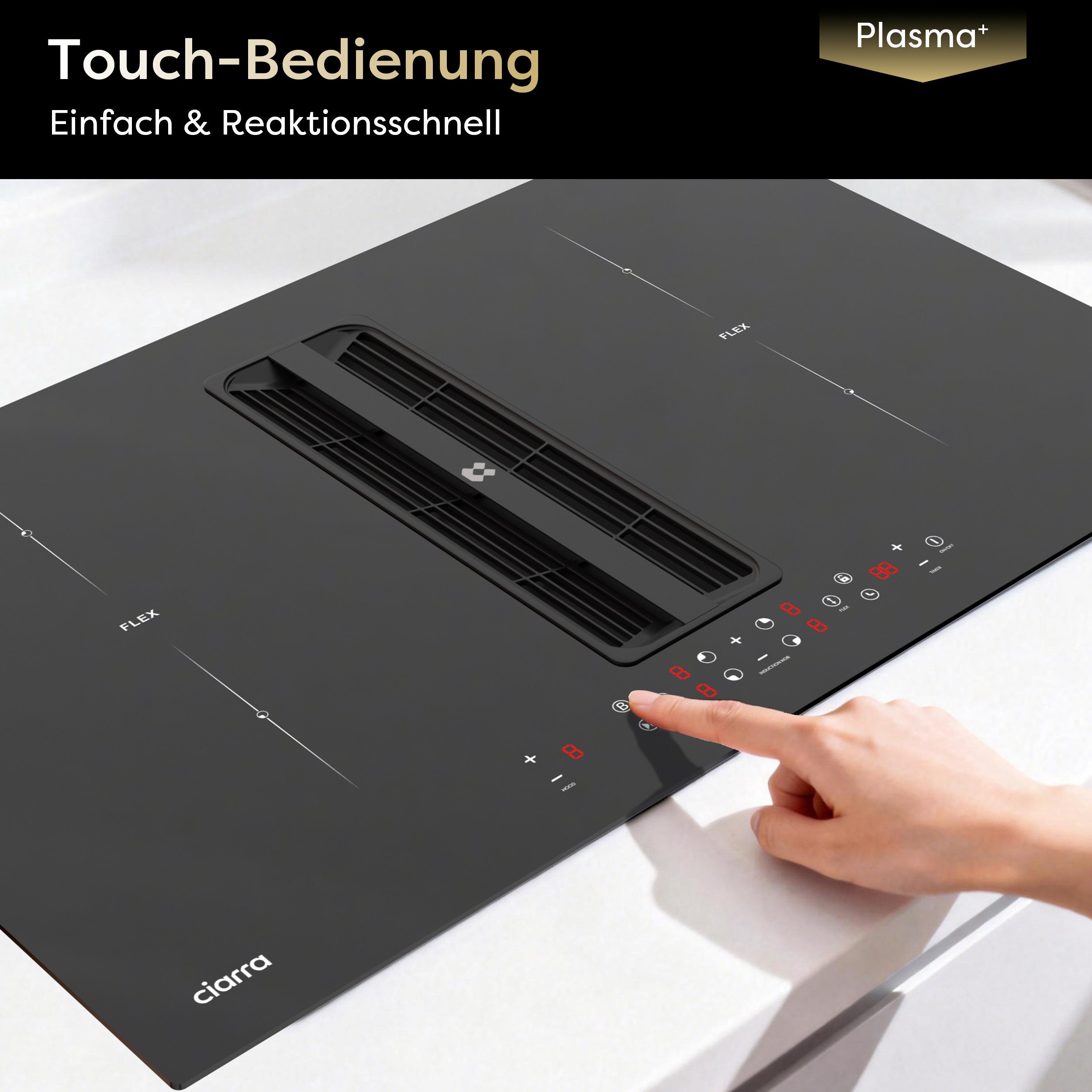 Kochfeld mit Dunstabzug 83 cm Kochfeldabzug mit integriertem Plasma⁺-System 7165W CIARRA ONE CBBEH834BBFF