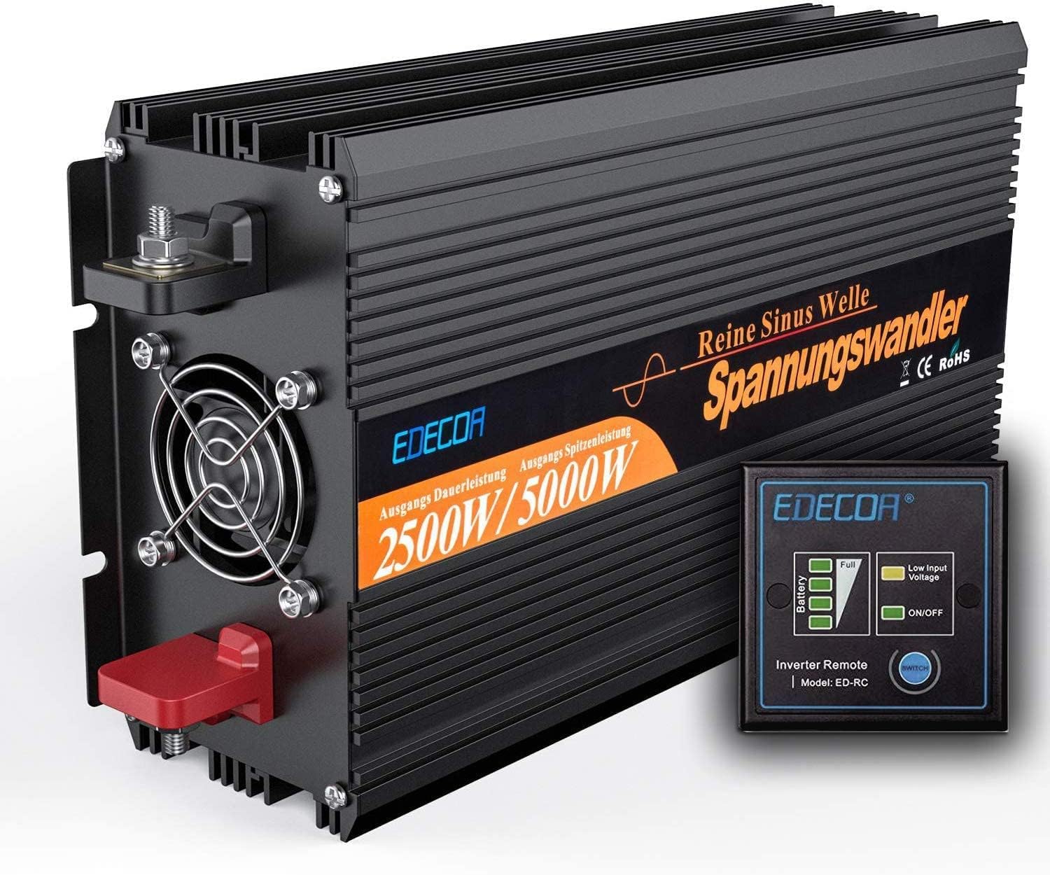 EDECOA Inverter 12v 220v Onda Pura 1000w USB Telecomando Converter di Potenza 1000w transformatore di corriente Isolamento galvanico (3a Generazione)