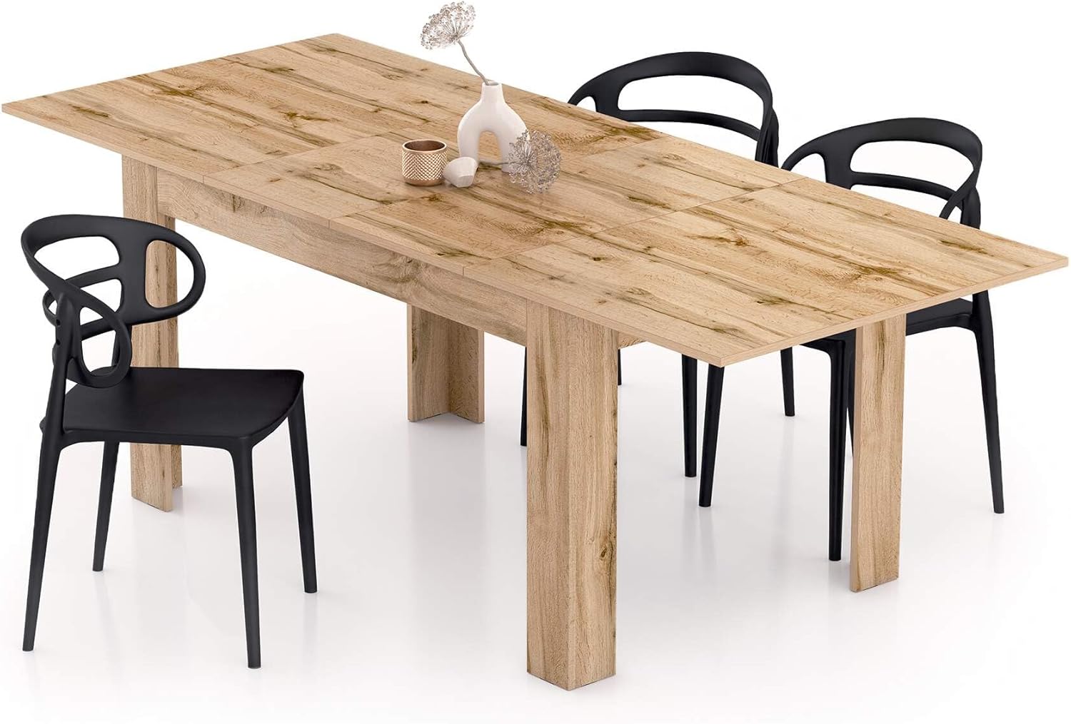 Mobili Fiver, Tavolo allungabile Cucina, Easy, 140(220) x90 cm, Rovere Rustico, per 6-8 persone, Tavolo Cucina, Made in Italy