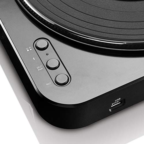 Lenco LBT 120 BK  Giradischi USB semiautomatico   Con Bluetooth   Trazione a cinghia   2 velocità 33 giri/min, 45 giri/min   Digitalizzazione senza PC   Nero : Elettronica