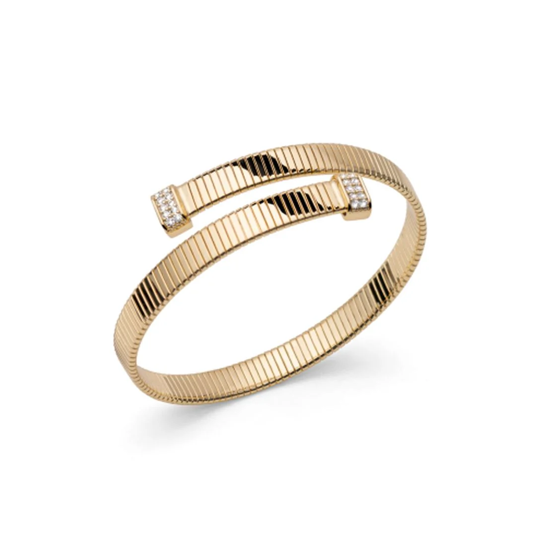 Bracciale Unoaerre tubogas elastico dorato giallo con zirconi 2674