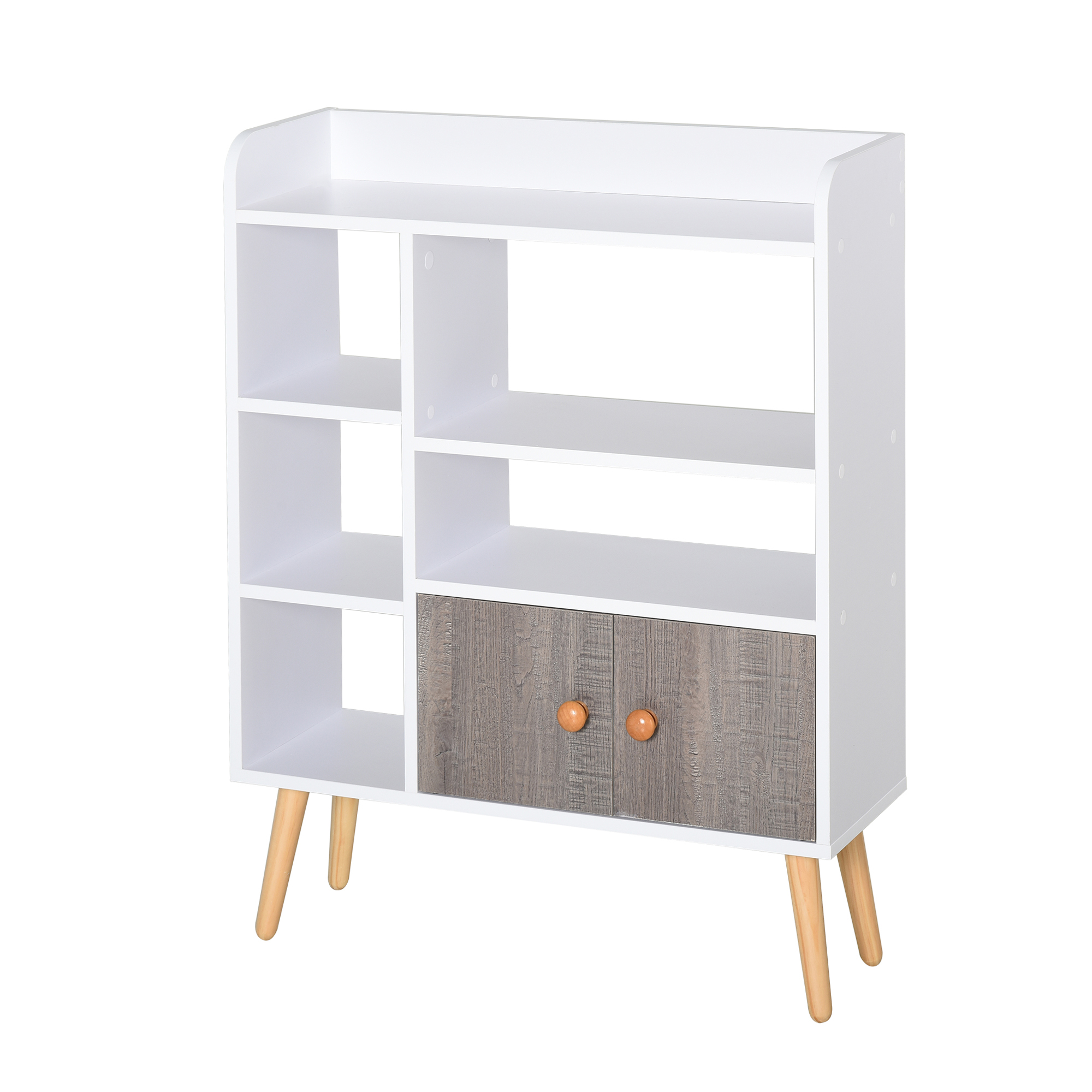 HOMCOM Skandinavisches Sideboard Bücherregal Aufbewahrungsmöbel aus Holz, Spanplatten Weiß Grau