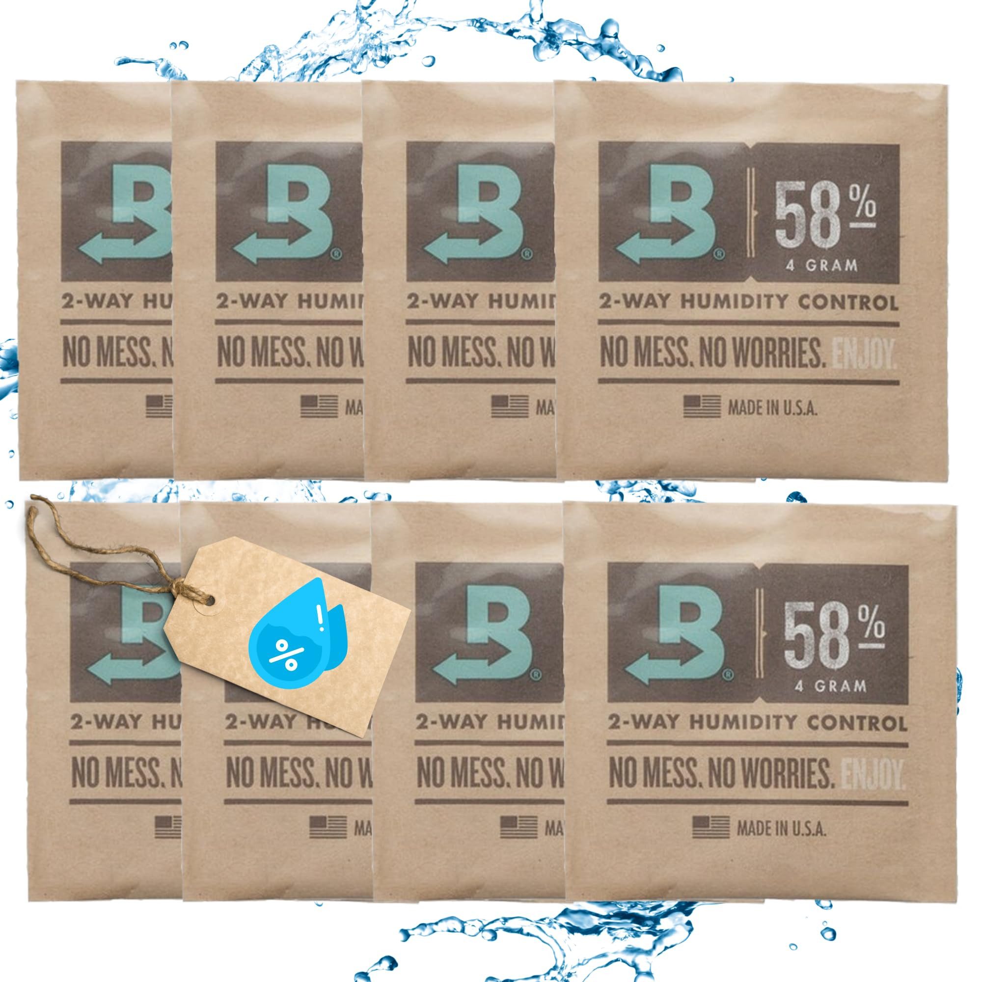 Luftentfeuchter-Nachfüllpack 8 x Größe 4 I 58% Boveda Cannabis Grow Aufbewahrung Grower Pack Packs