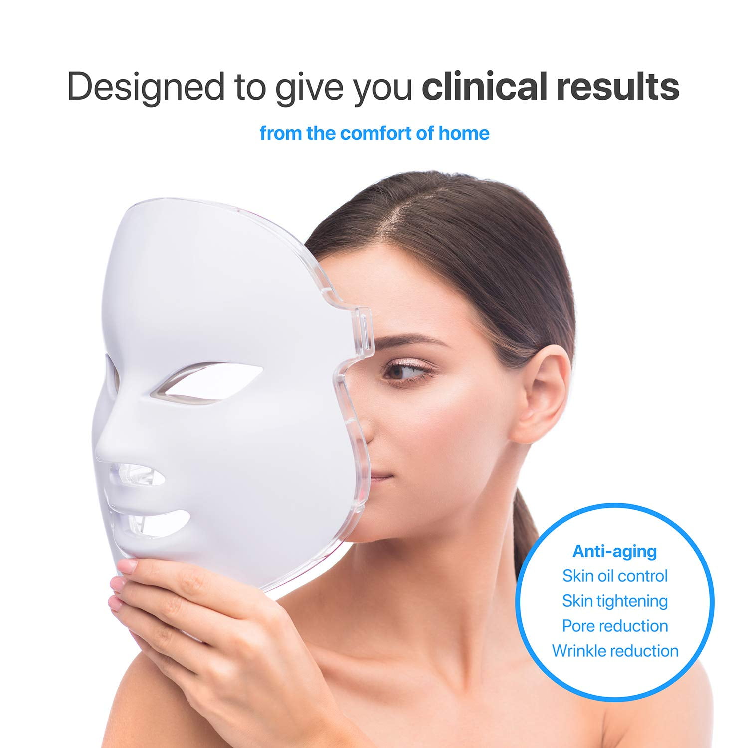 Pure Daily Care LED Light Therapy Mask – 7 Color Anti-Aging Treatment, Remote Control, All Skin Types, Home Use