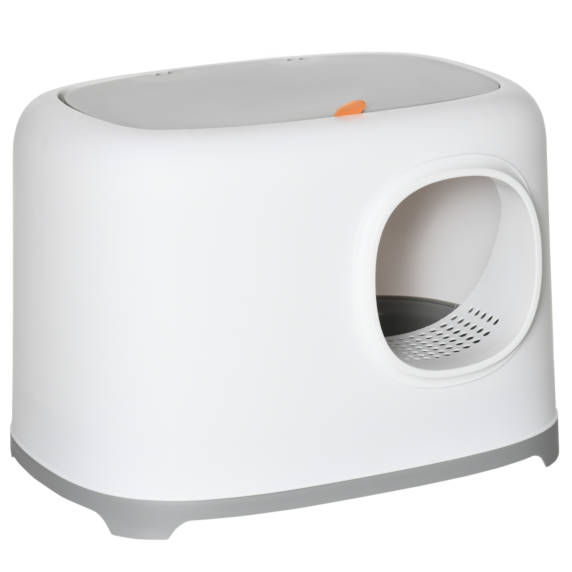 PawHut Katzenklo mit Deckel Katzentoilette mit Haube Schaufel Gitterboden XXL Katzentoilette für Katzen bis 5 kg 55 x 40 x 39 cm Weiß