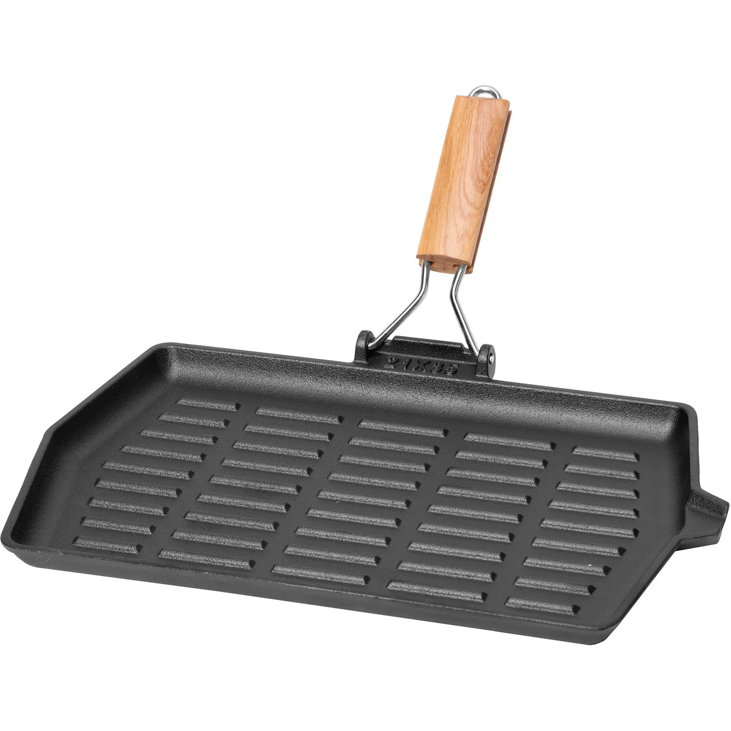 Bistecchiera rettangolare in ghisa con manico pieghevole Linea Ghiselle 35x21 cm