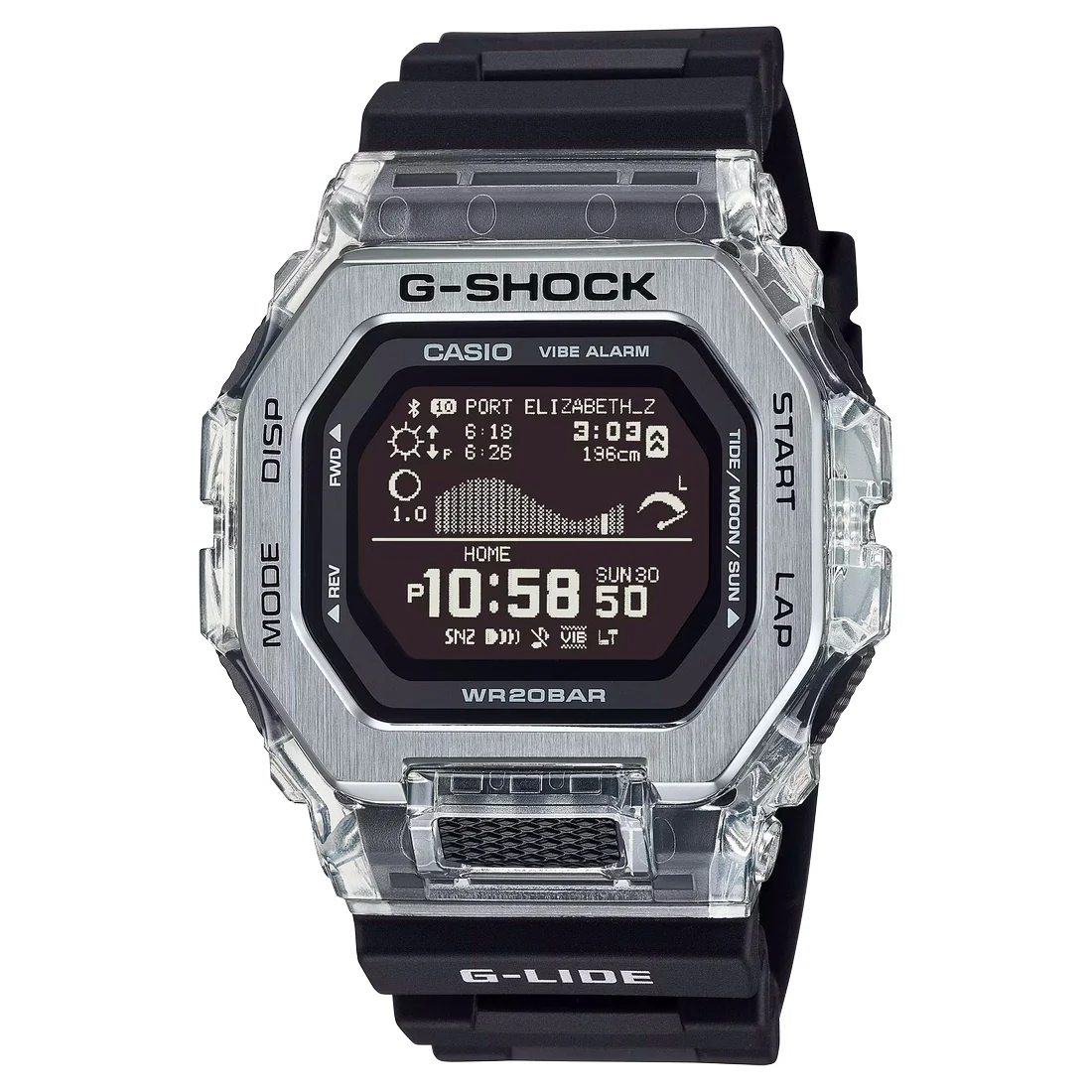 Orologio G-Shock per il surf GBX-100S-1ER nero e trasparente