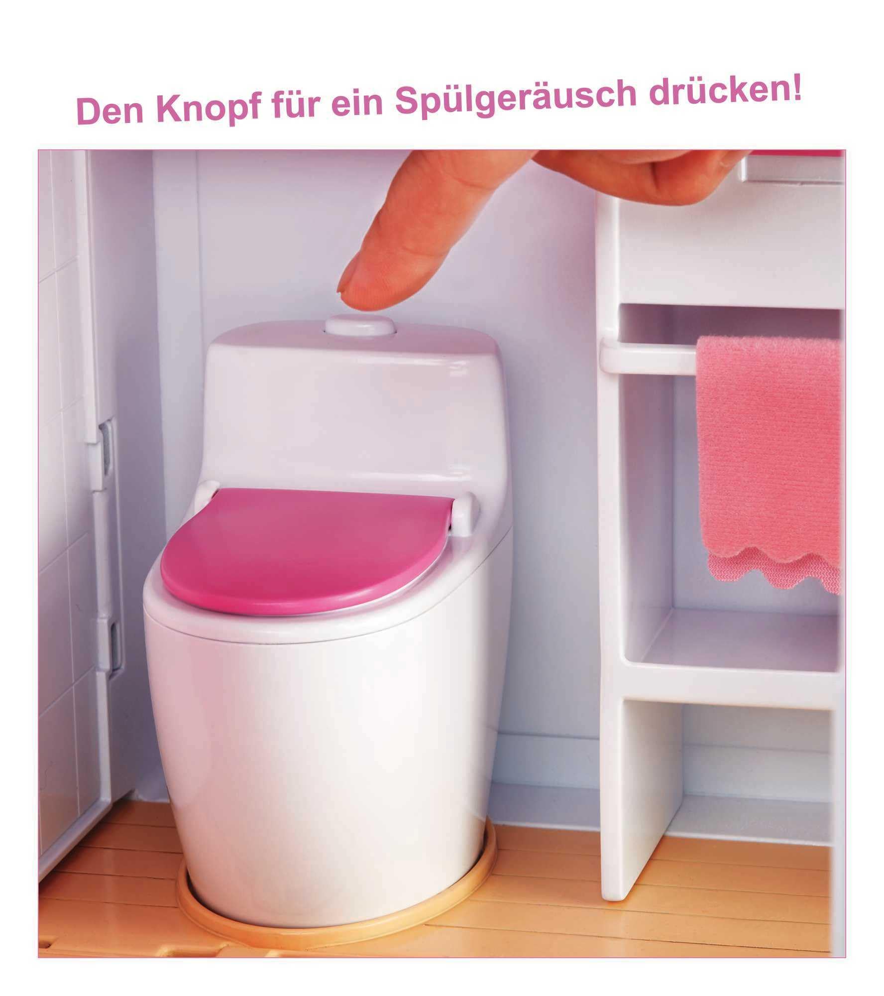 Barbie Puppenhaus Traumvilla möbliert 3 stöckig 8 Zimmer Pool Rutsche Aufzug 70 Accessoires ab 3 Jahre GNH53