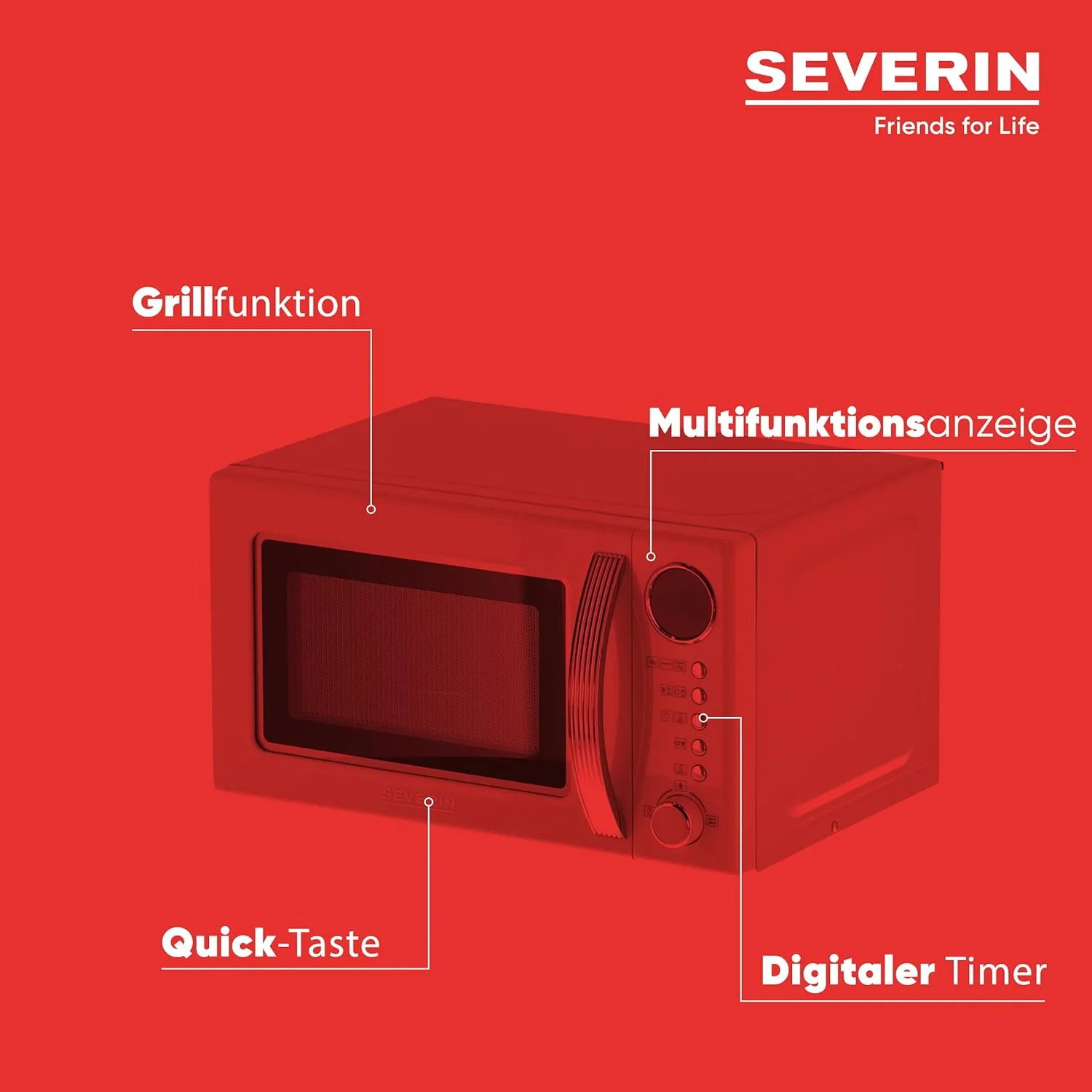SEVERIN 2-in-1 Retromagnetron met grillfunctie, grilloven met 5 vermogensniveaus en 8 automatische programma's, hoogwaardige magnetron met grill, ca. 700 W, cr��me / chroom, MW 7892