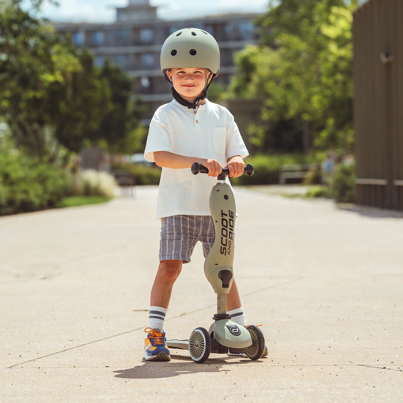 2025 Scoot and Ride 2-in-1 bici a spinta / monopattino – Highwaykick 1 – Olive