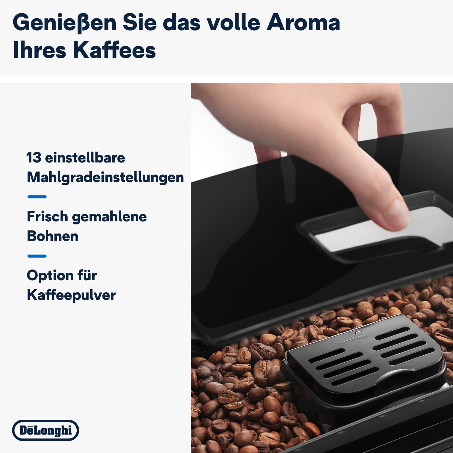De'Longhi Magnifica Start ECAM222.60.BG, Kaffeevollautomat mit LatteCrema-Milchsystem für Automatischen Cappuccino, 4-Direktwahl-Tasten, Soft-Touch-Bedienfeld, x2-Funktion, 1450W, Schwarz/Grau