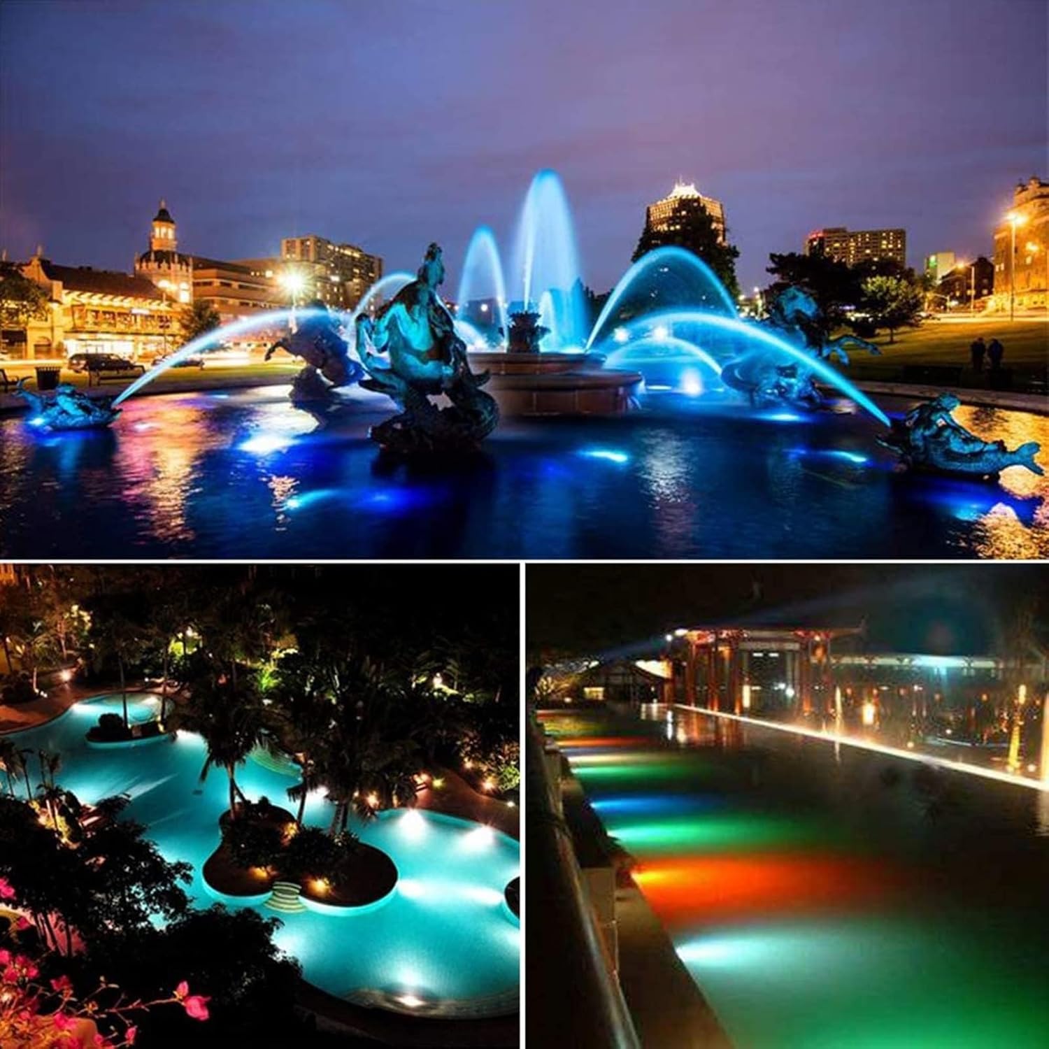 Lumière de piscine LED - Lumière de Fontaine Submersible Colorée, 12V/24V Farbwechsel-Teichlampe mit Fernbedienung, Niederspannungs-RGB-IP68-Unterwasserlicht, für Steingärten, Pools ( Color : Ac 24V ,