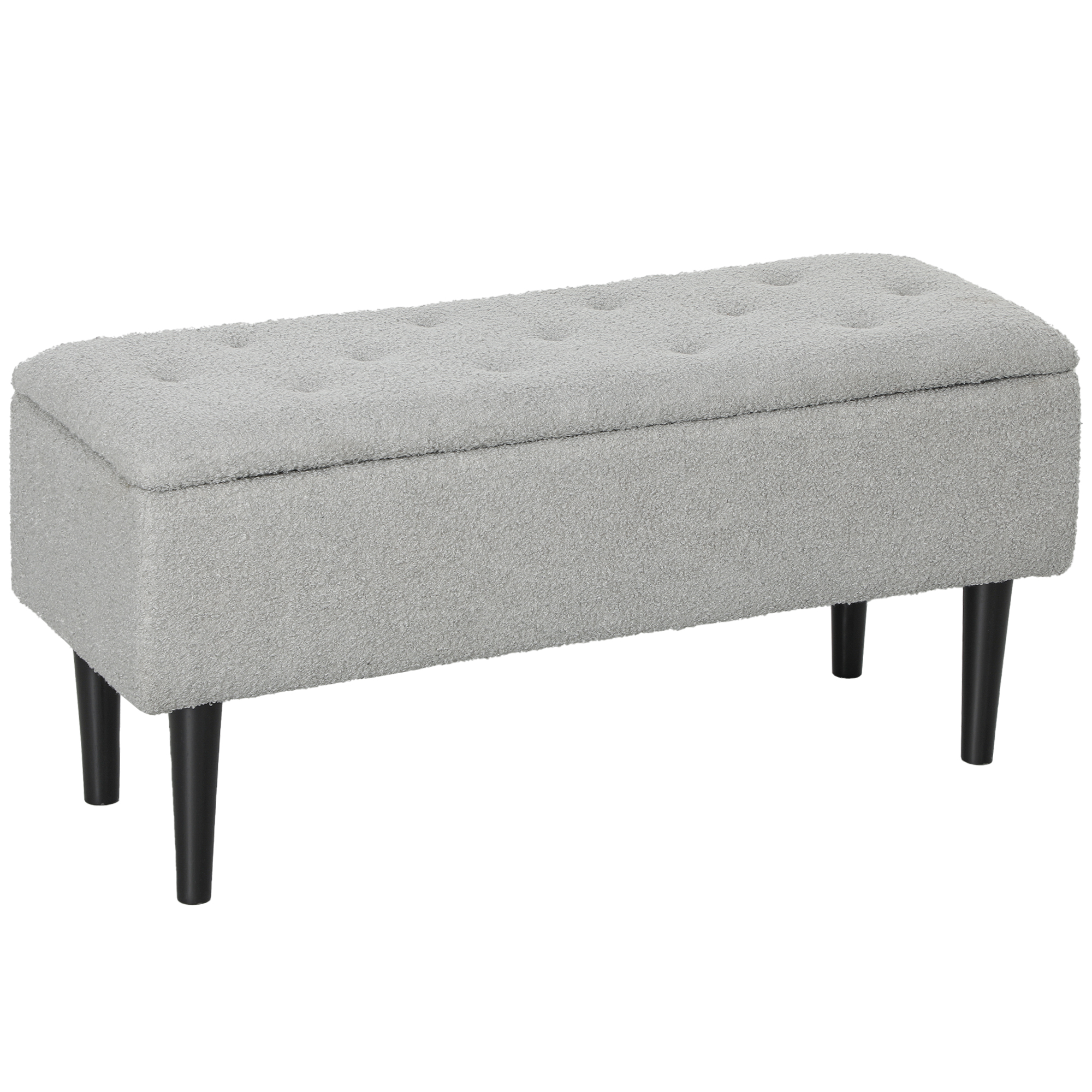 HOMCOM Sitztruhe, Sitzbank mit Stauraum, bis 120kg, Samtoptik, 95x38x45cm, Grau