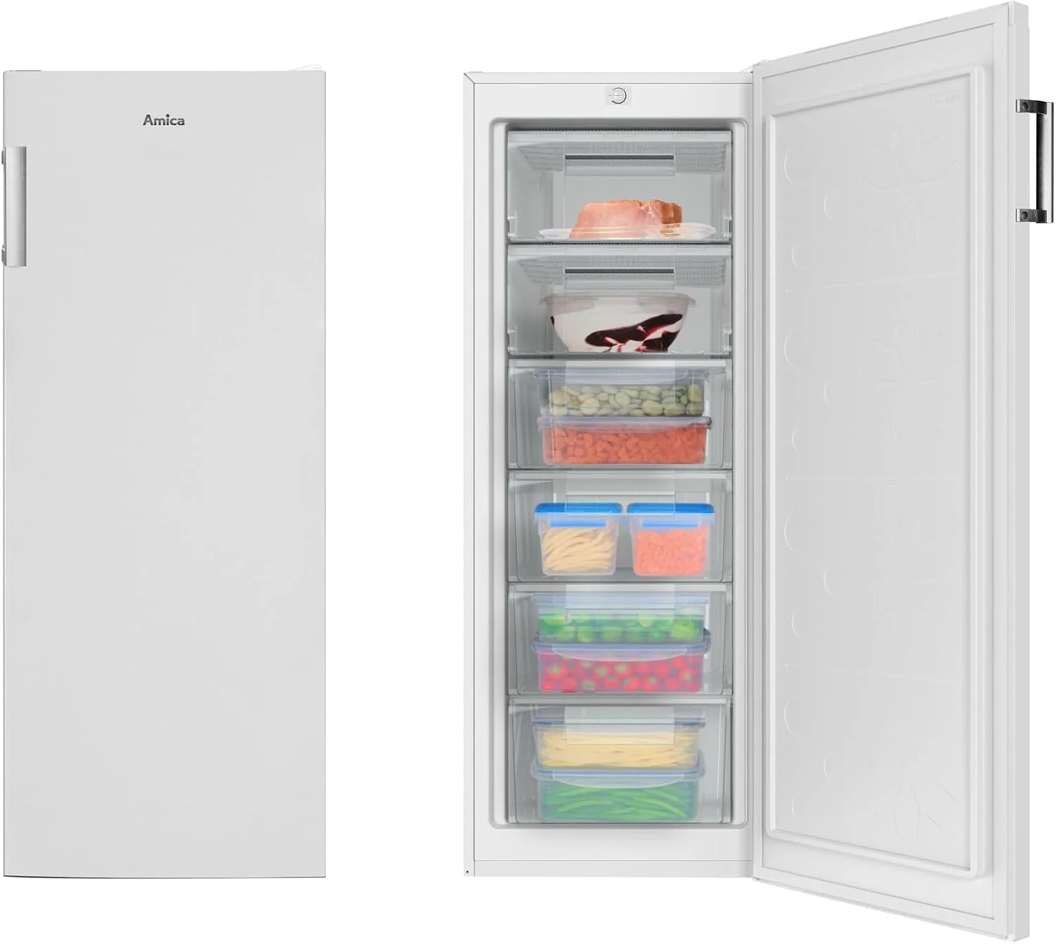Amica Gefrierschrank 177 L 55cm breit EEK D Tiefkühler Weiß 4 Schubladen 2 Fächer mit Klaqppe