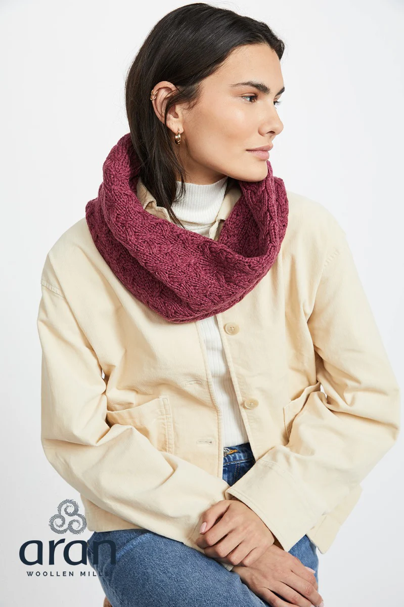 Super Soft Infinity Cable Scarf  , Jam Pink
