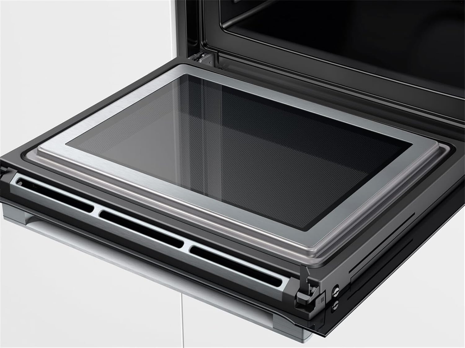 Bosch HMG7361B1, Serie 8 smarter Einbau-Backofen mit Mikrowellenfunktion, 60 x 60 cm, Made in Germany, Schwarz, Air Fry, Digitaler Bedienring, Touchdisplay, Automatikprogramme, Reinigungsunterstützung