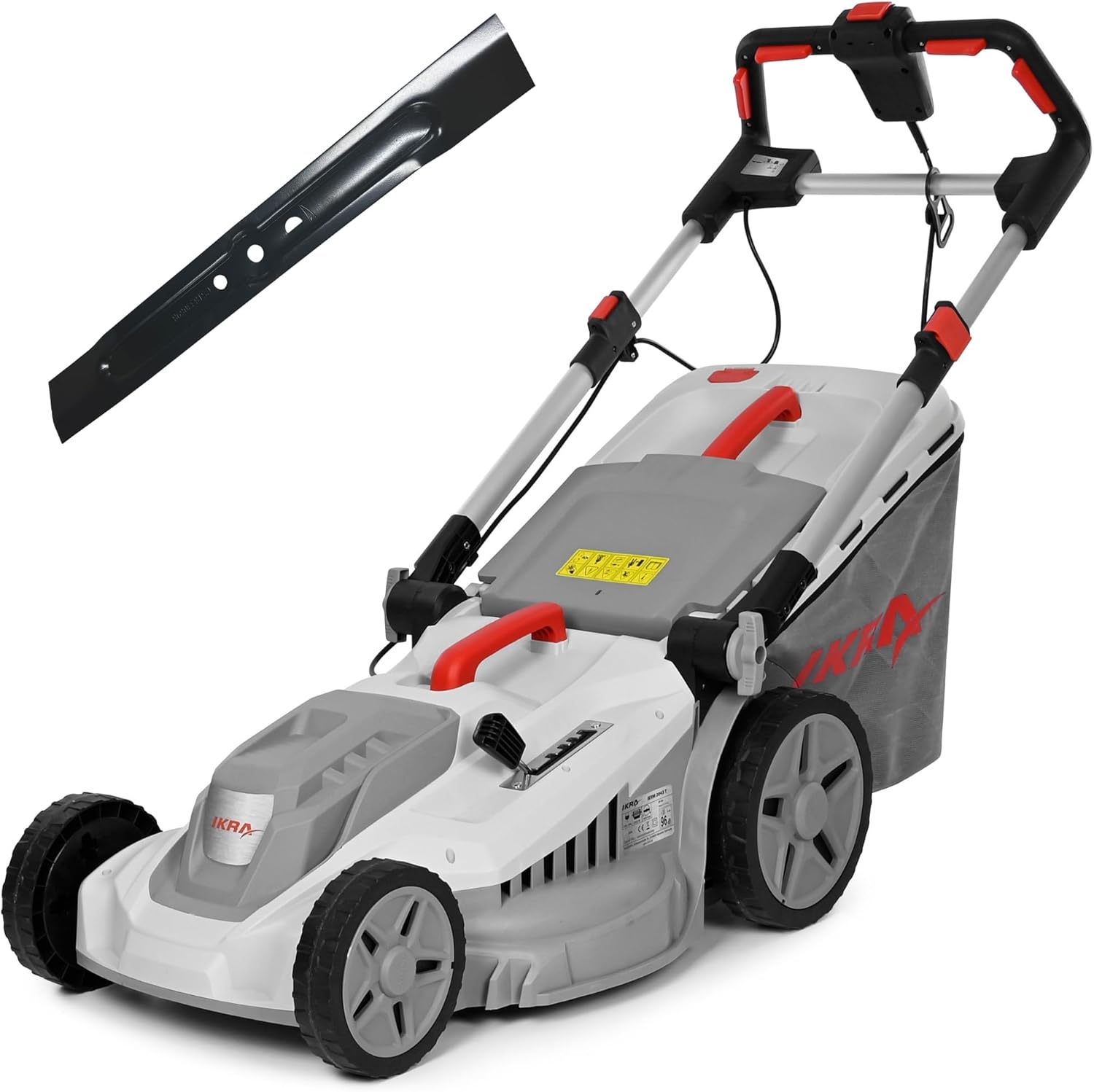 IKRA tosaerba elettrico IERM 2043 T, 2000W, altezza di taglio 30-75mm, larghezza di taglio 43cm, inclusa lama di ricambio & kit mulching