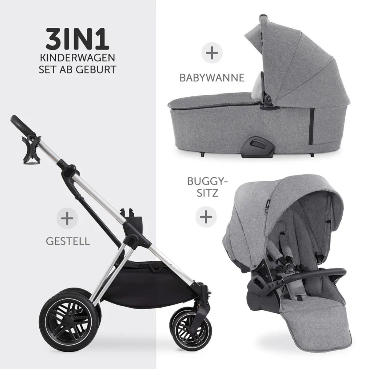 Kombi-Kinderwagen Vision X Duoset Black - Melange Grey