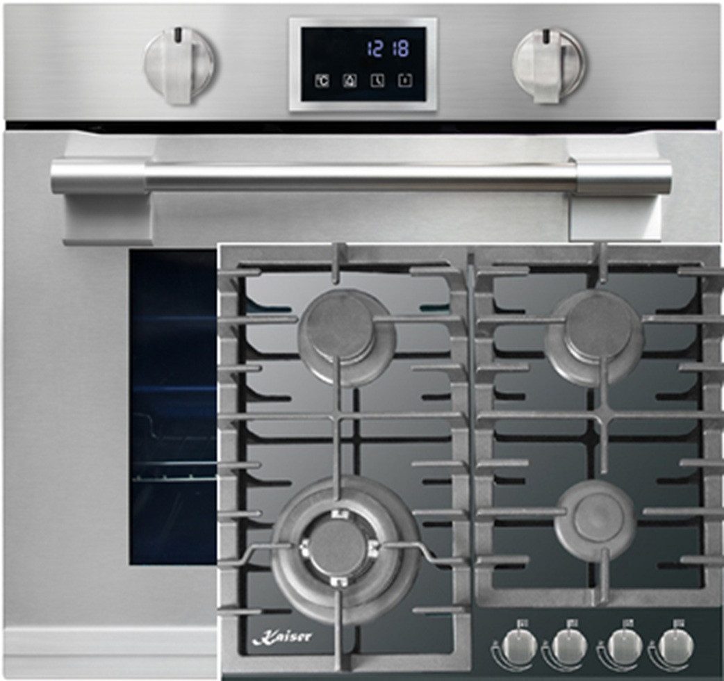 Backofen-Set Herd Set Autark XXL Einbau-Backofen 86L, mit Pyrolyse & AirFry, Touchdisplay, Drehknebel, 11 Funktionen mit Gaskochfeld 60 cm EH 6339+KCG 6383