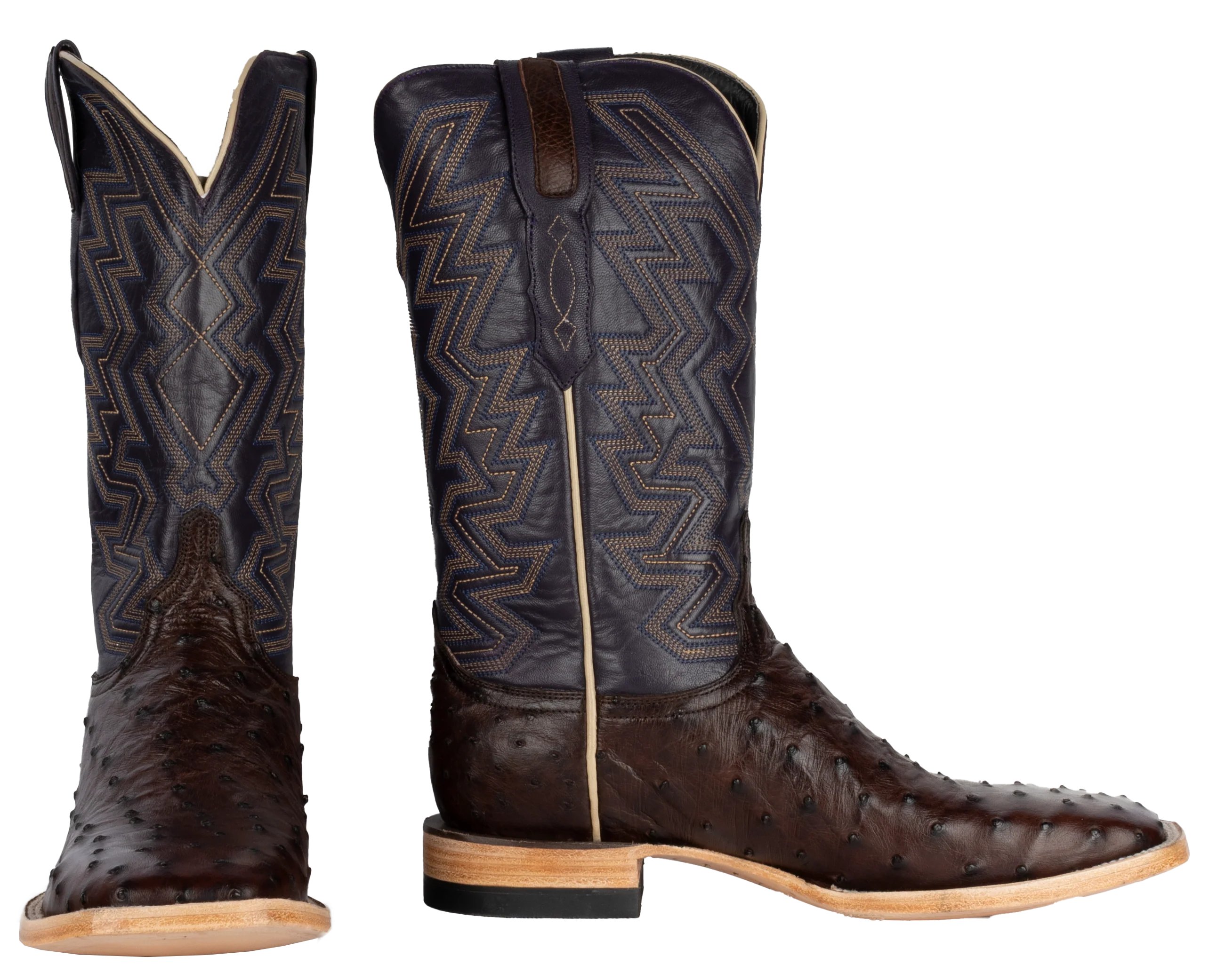 Full Quill Ostrich Sienna - Square Toe