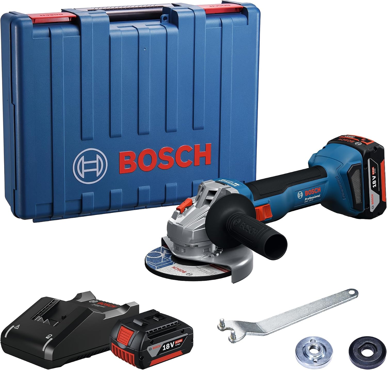 Bosch Professional Schleifer, 18 V, Blau/Schwarz/Silber, Cordless Angle Grinder GWS -8