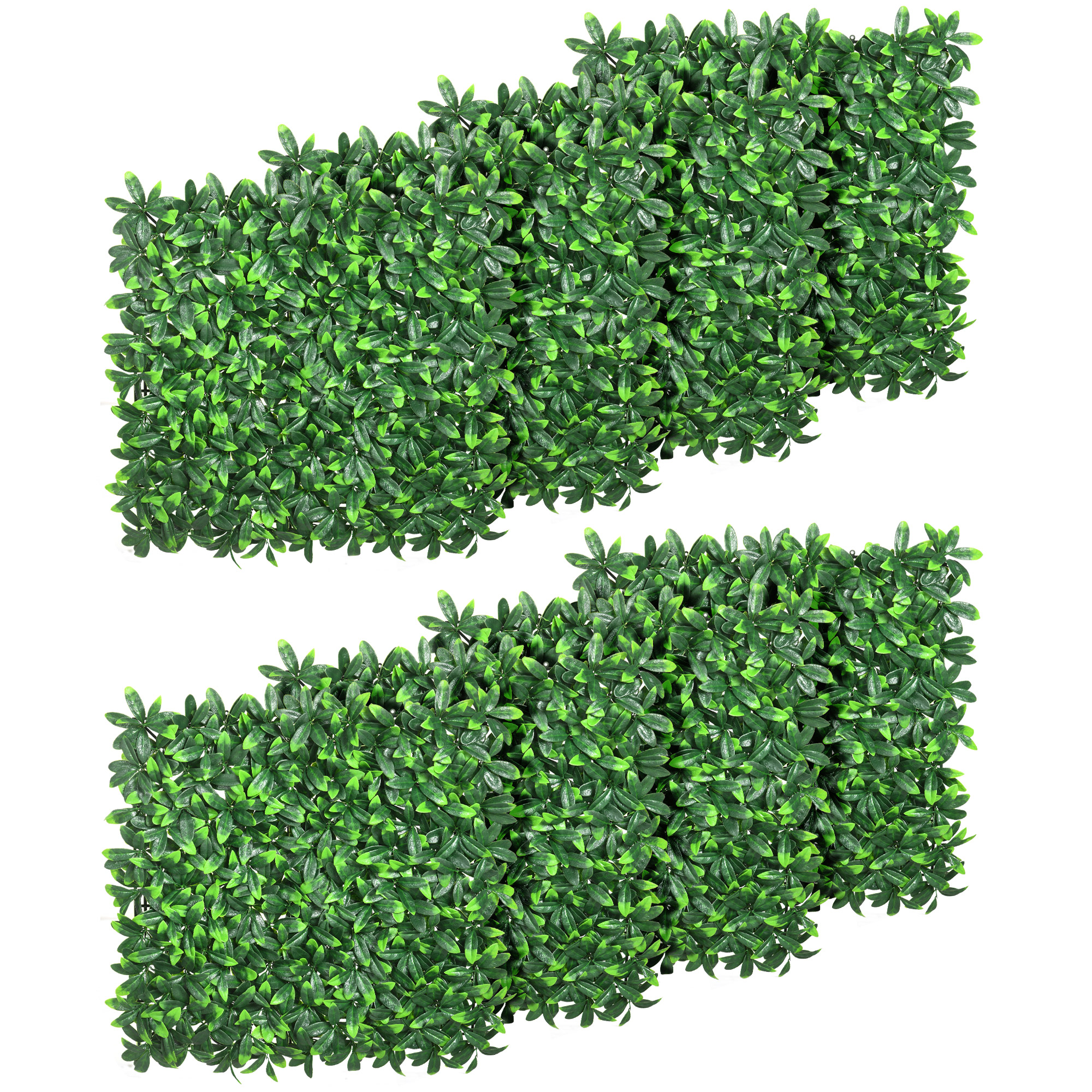 Outsunny Künstliche Lorbeerhecke Sichtschutz Wandverkleidung 12 Paneele 50 x 50 cm erweiterbares Gitter realistisches PE-Blattwerk in Grün