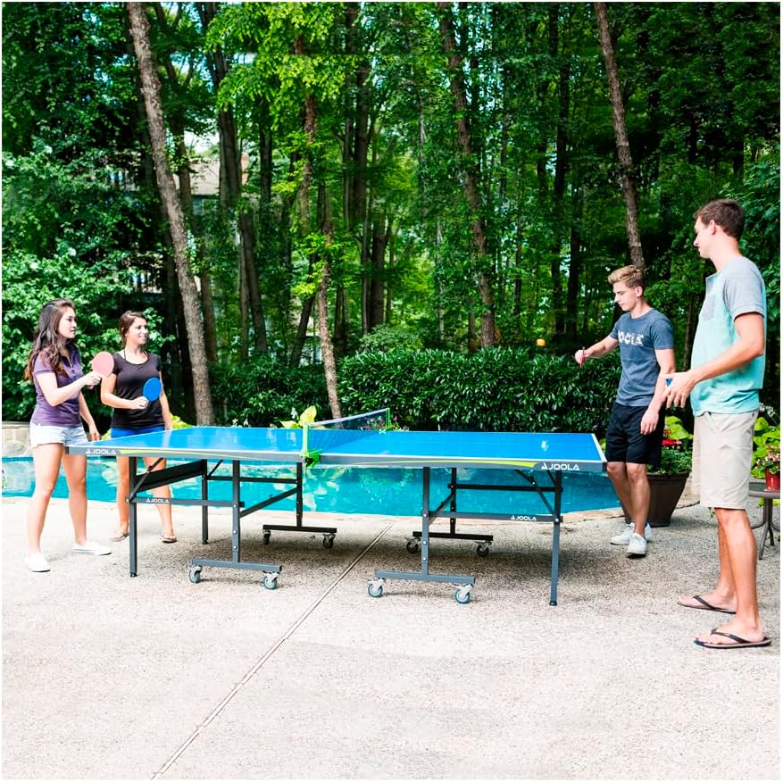 JOOLA Tavolo da ping pong professionale per esterni, 6 mm, superficie composita in alluminio, resistente alle intemperie, pieghevole, con rete inclusa