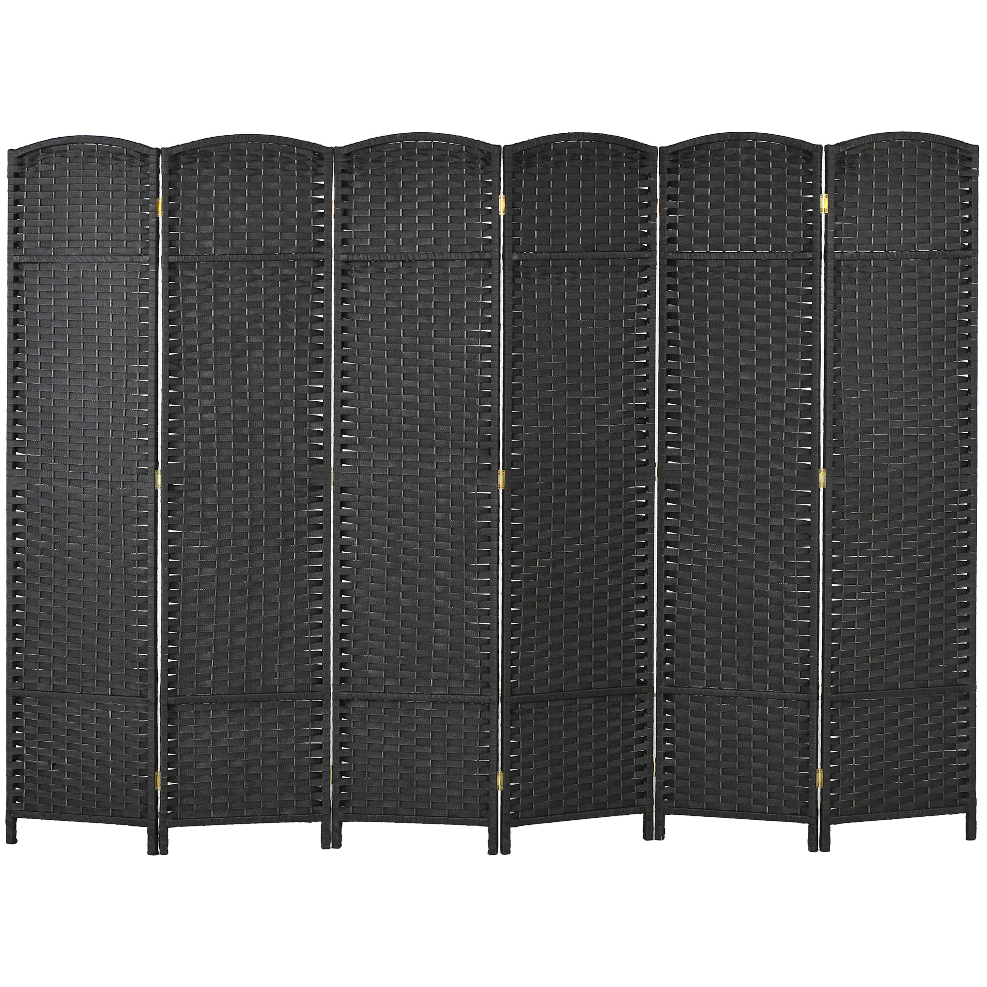 HOMCOM 6-teiliger Raumtrenner, Faltbarer Sichtschutz, Sichtschutzwand für Wohnzimmer, Schlafzimmer, Homeoffice, Schwarz