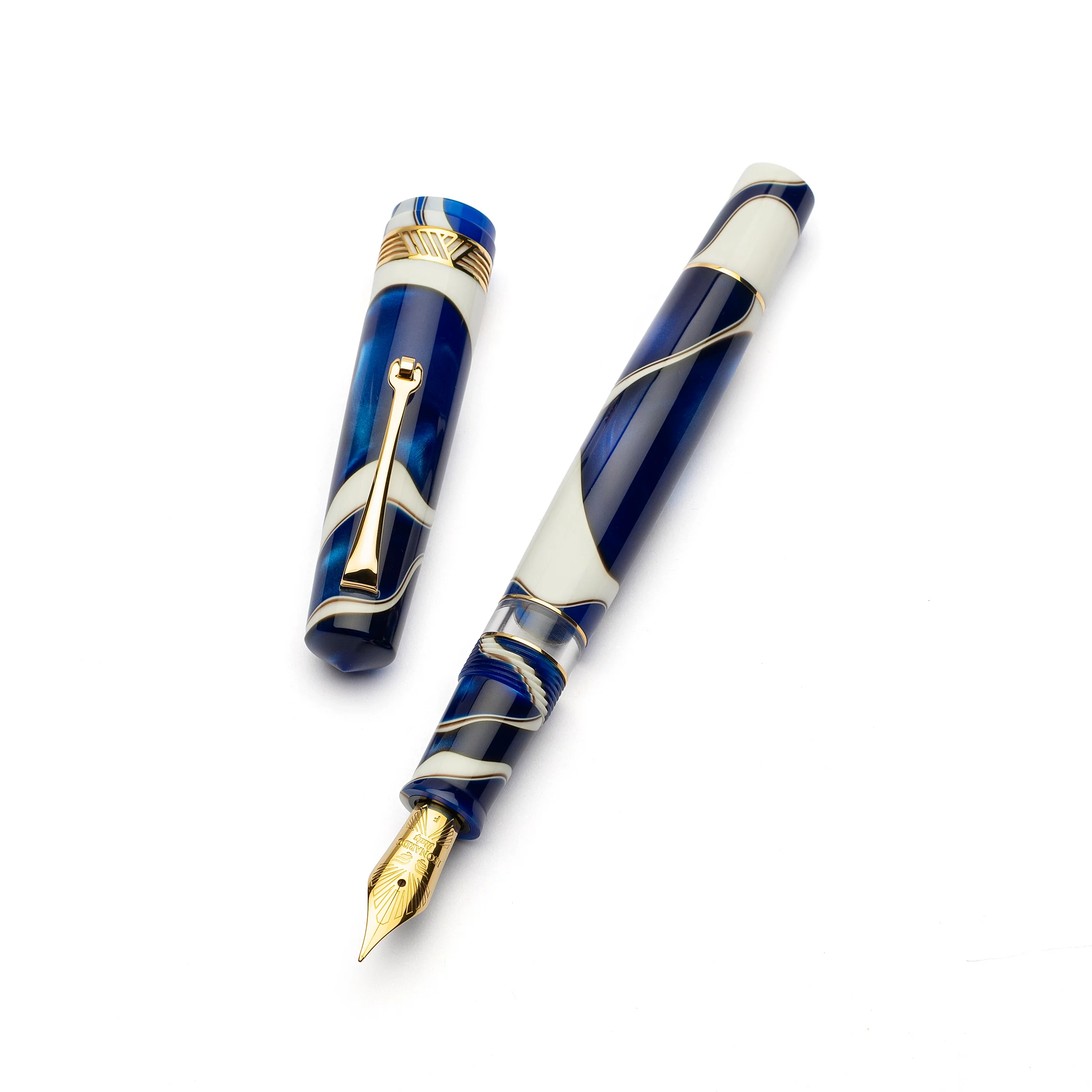 Leonardo Momento Magico Fountain Pen -Blue Wave with Gold Trim