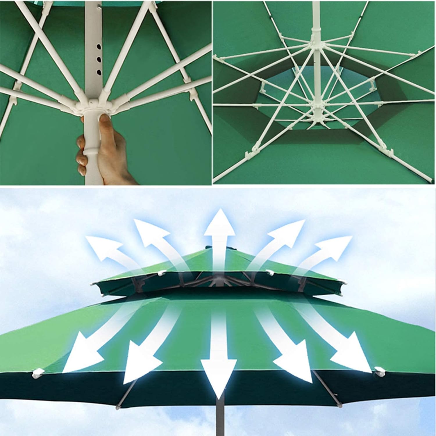 Garten Parasols Garten Parasol, Regenschirm, Doppel -Top -Parasol, runder Regenschirm, abnehmbar, für Outdoor, Strand, Innenhof, Terrassenschild im Freien Parasole