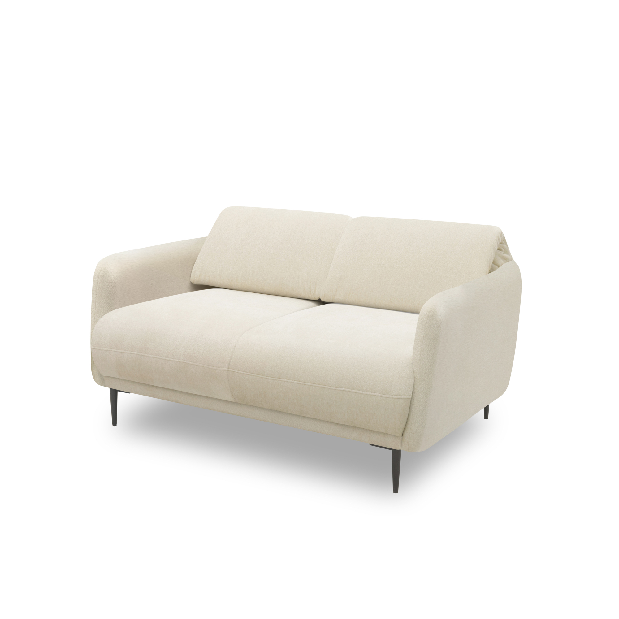 Sofa 200 023, 2 Sitzer, verstellbare Rückenlehne, Holz-Füße, Couch, 148 x 97 x 73 (BxTxH), creme