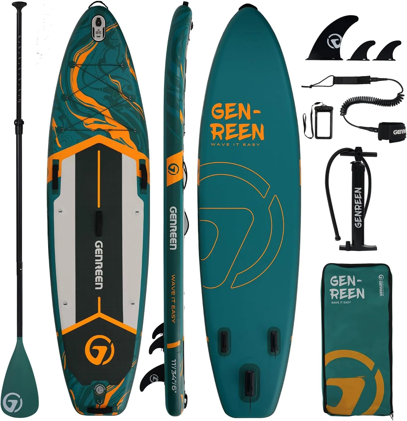 (Extra Groß) Stand up Paddle Board für Aller Fähigkeitsniveaus, 335x86cm Aufblasbare Paddleboard für Adults mit Allem Zubehör, 3 Finnen