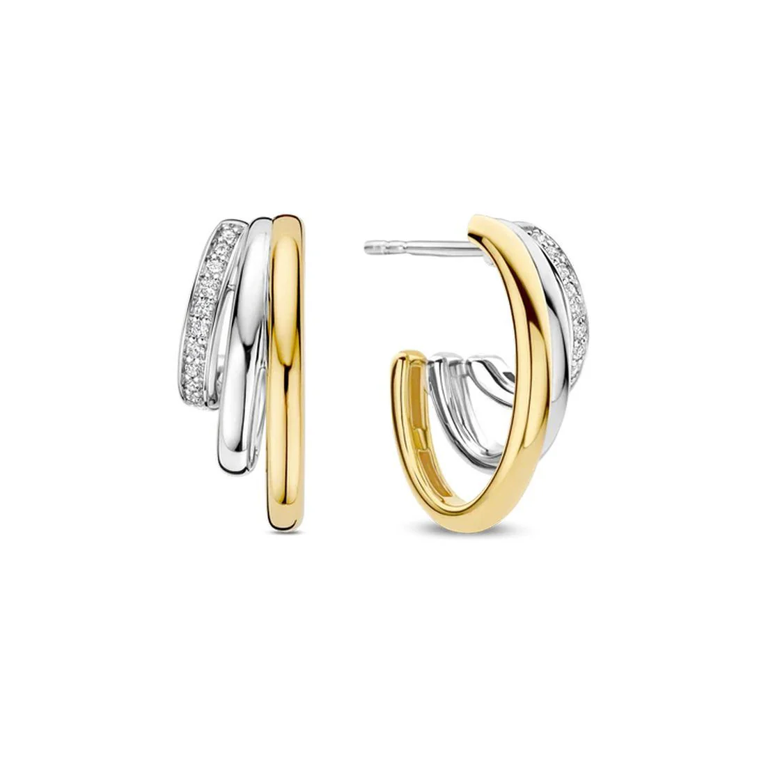 Orecchini Ti Sento Milano bicolore a tre semicerchi 78068ZY