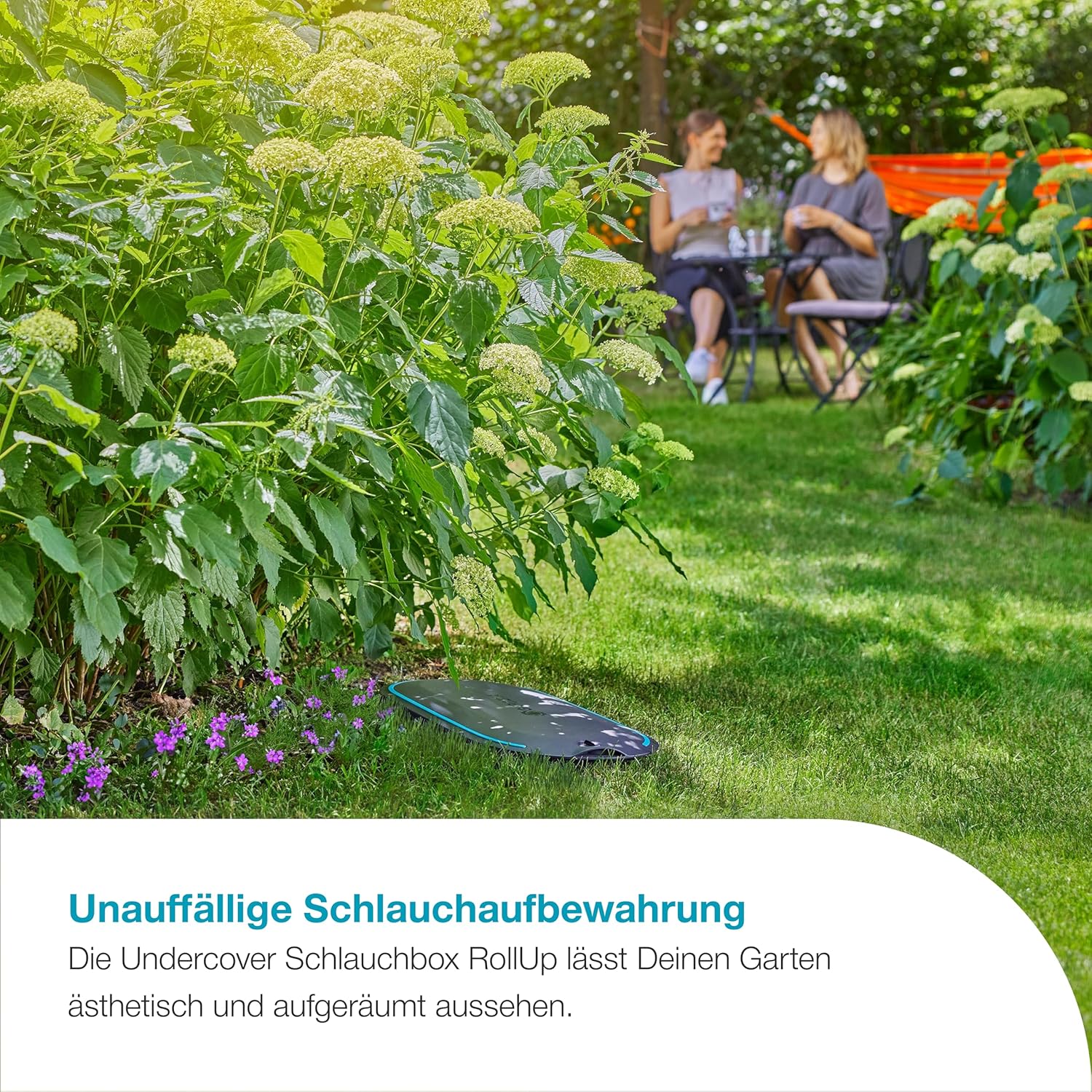 Gardena Undercover Schlauchbox RollUp M, 20 m Schlauch, diskrete unterirdische Installation, automatische Aufrollfunktion, wetterfest, flexible Anschlussmöglichkeiten (18650-20)