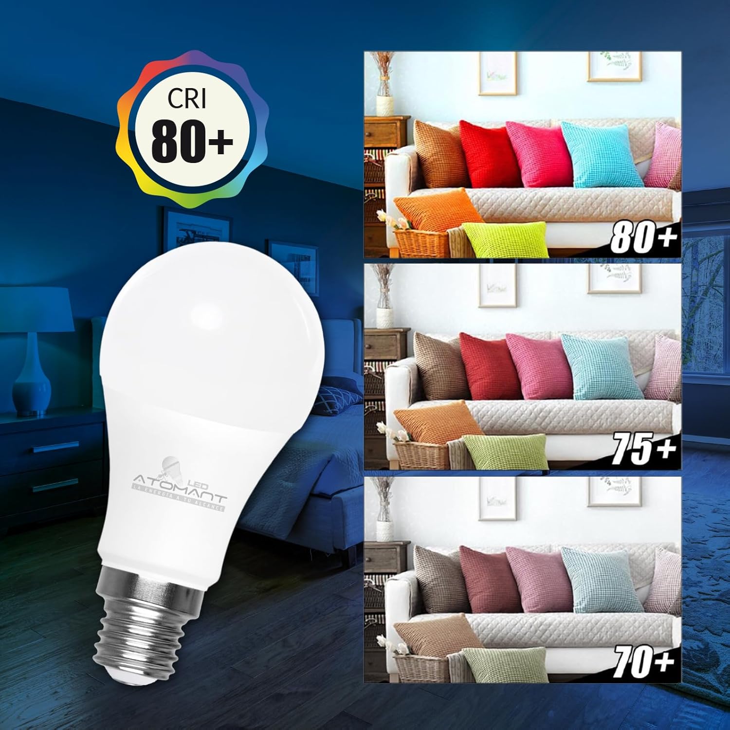 LED ATOMANT Packung mit 100 LED-Lampe E27 A65 15W, Warmweiß (3000 K), 1650 Lumen, Großer Schraubsockel, Entspricht 165W, Nicht dimmbar