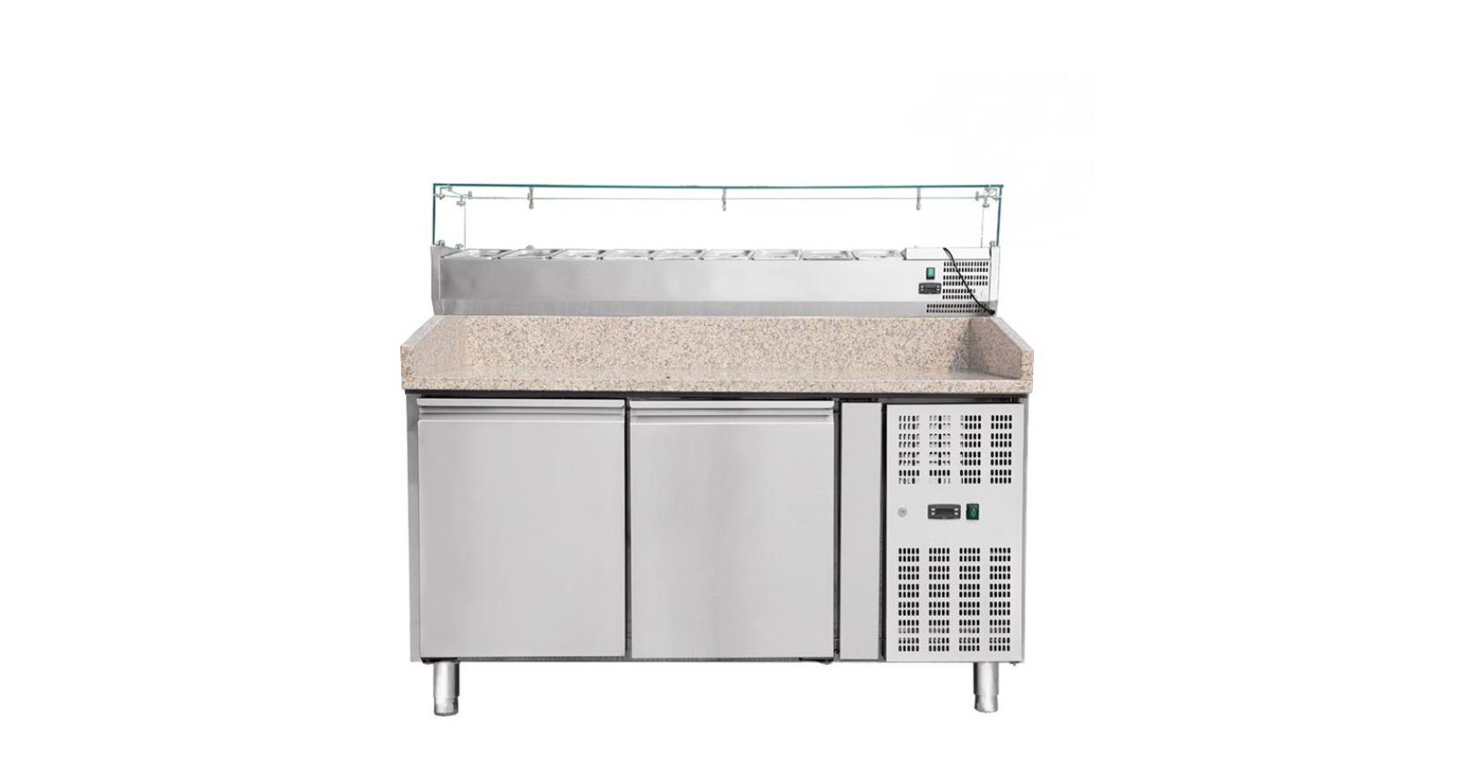 Pizzaofen Pizzakühltisch mit Aufsatzvitrine 150 cm THPZ2600TN THV1500