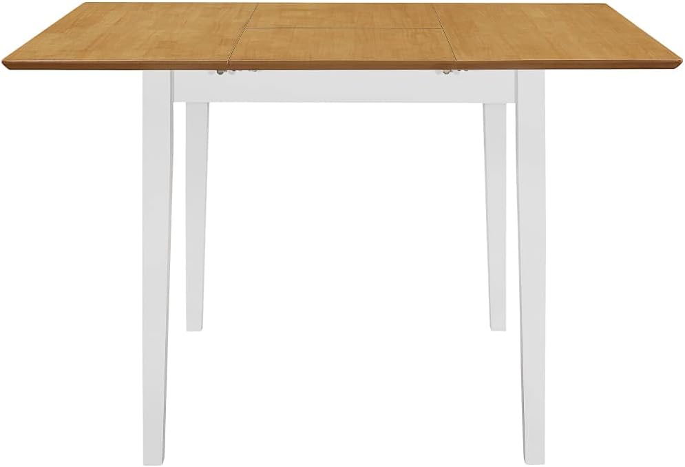 Set di 3 pezzi in legno massello di gomma con tavolo allungabile e 2 sedie in MDF bianco resistente design per una stabilità duratura e superficie espandibile stile moderno