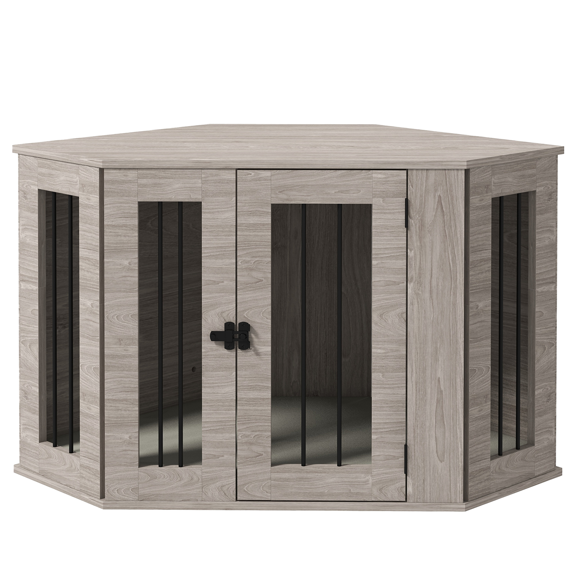 PawHut Hundebox, Hundekäfig, Eckdesign, inkl. Verriegelung, 1 Liegekissen, 104 x 55 x 63 cm, Braun