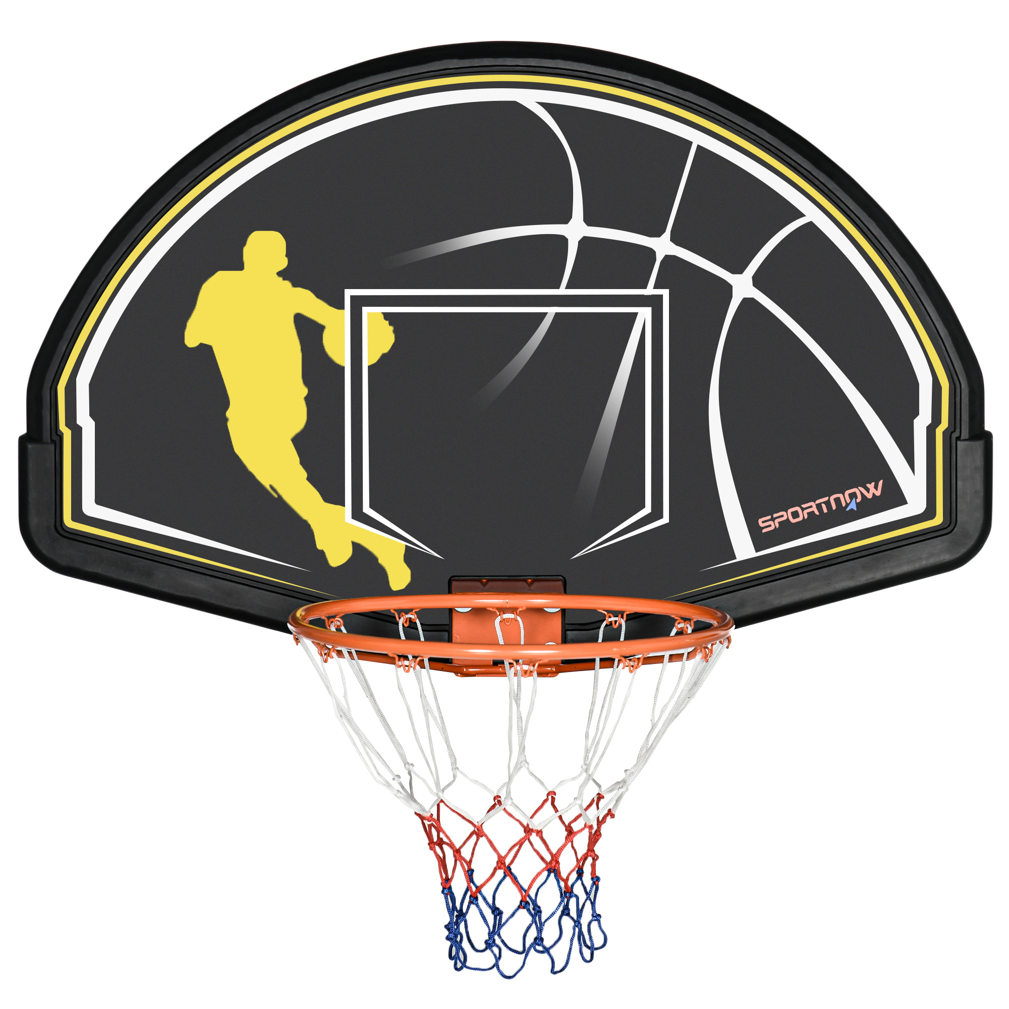SPORTNOW Wand-Basketballkorb mit speziellem Korb Innen- und Außenbereich 70 x 110 x 90 cm Schwarz