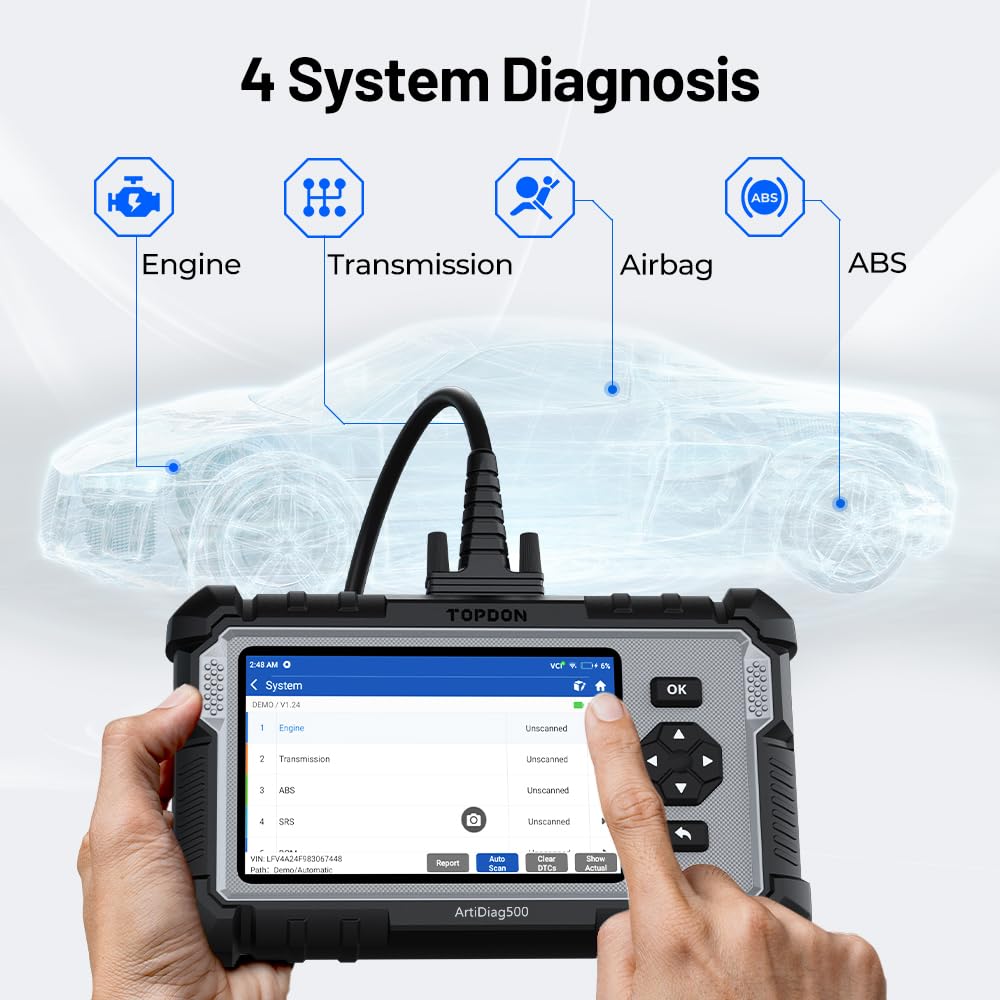 TOPDON ArtiDiag 500 OBD2 Diagnosegerät für Auto und Kfz mit 4 Kfz Systemdiagnosen und Fehlercode lesen