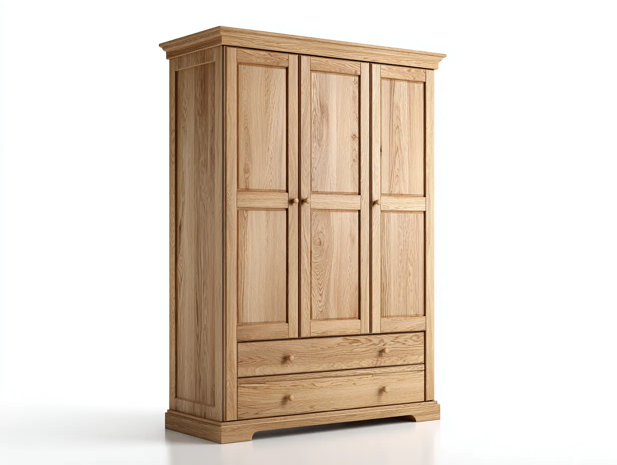 Kleiderschränke mit drei Türen - Holzwerkstoff - 153x60x190 cm - Eiche - Landhausstil