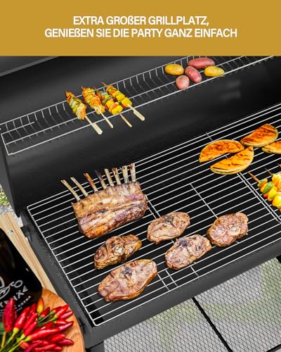 Carro XXL per grigliate, affumicatore per barbecue, barbecue a carbone con coperchio, griglia camino per barbecue a carbone, forno ahumador e accessori per barbecue, con guanti da barbecue : Amazon.it: Giardino e giardinaggio