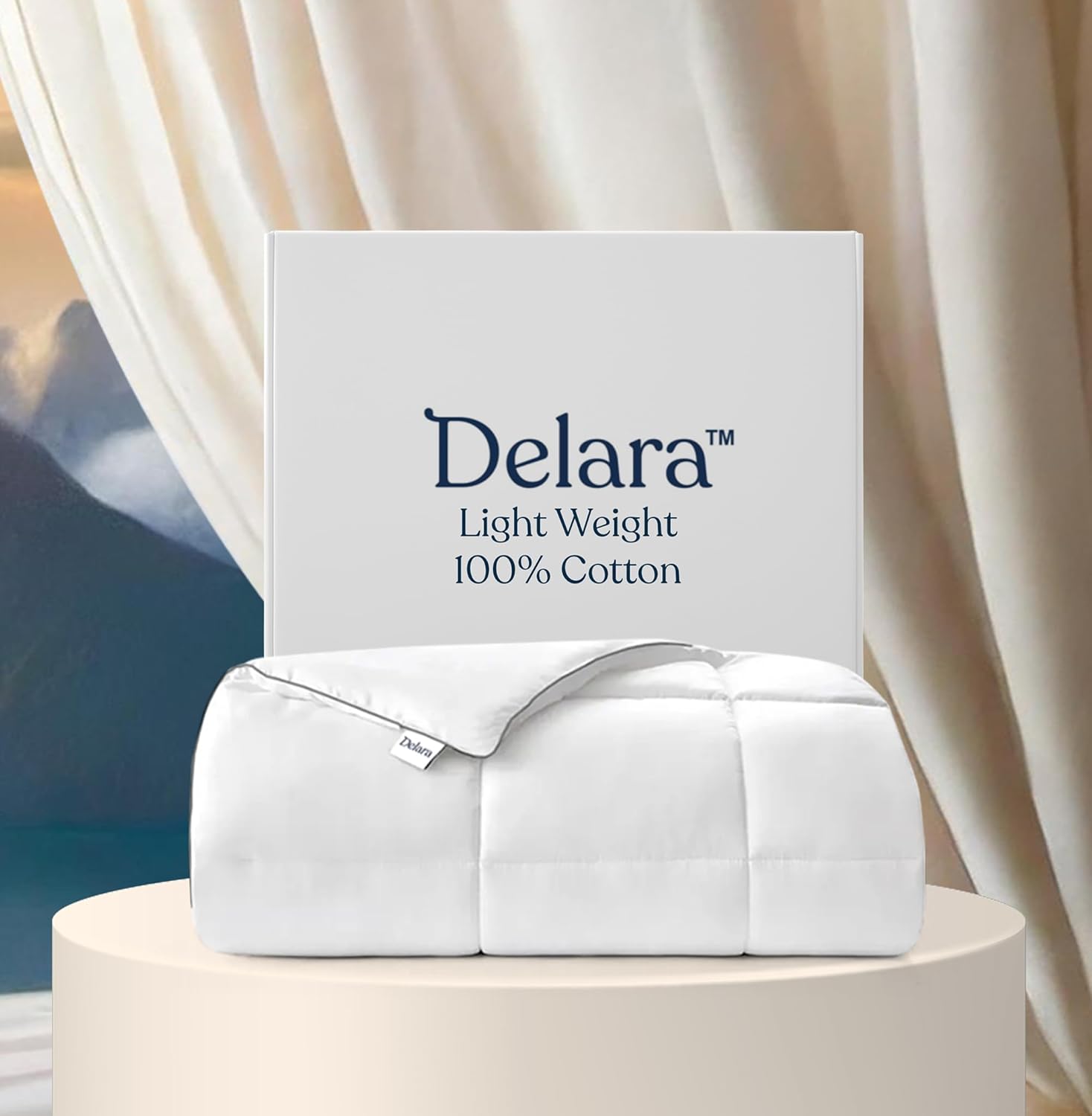 Delara King Duvet Insert – White Cotton Comforter – 100% Organic Cotton Shell and Filled All Season, Breathable, Lightweight with 8 Tabs – GOTS Certified