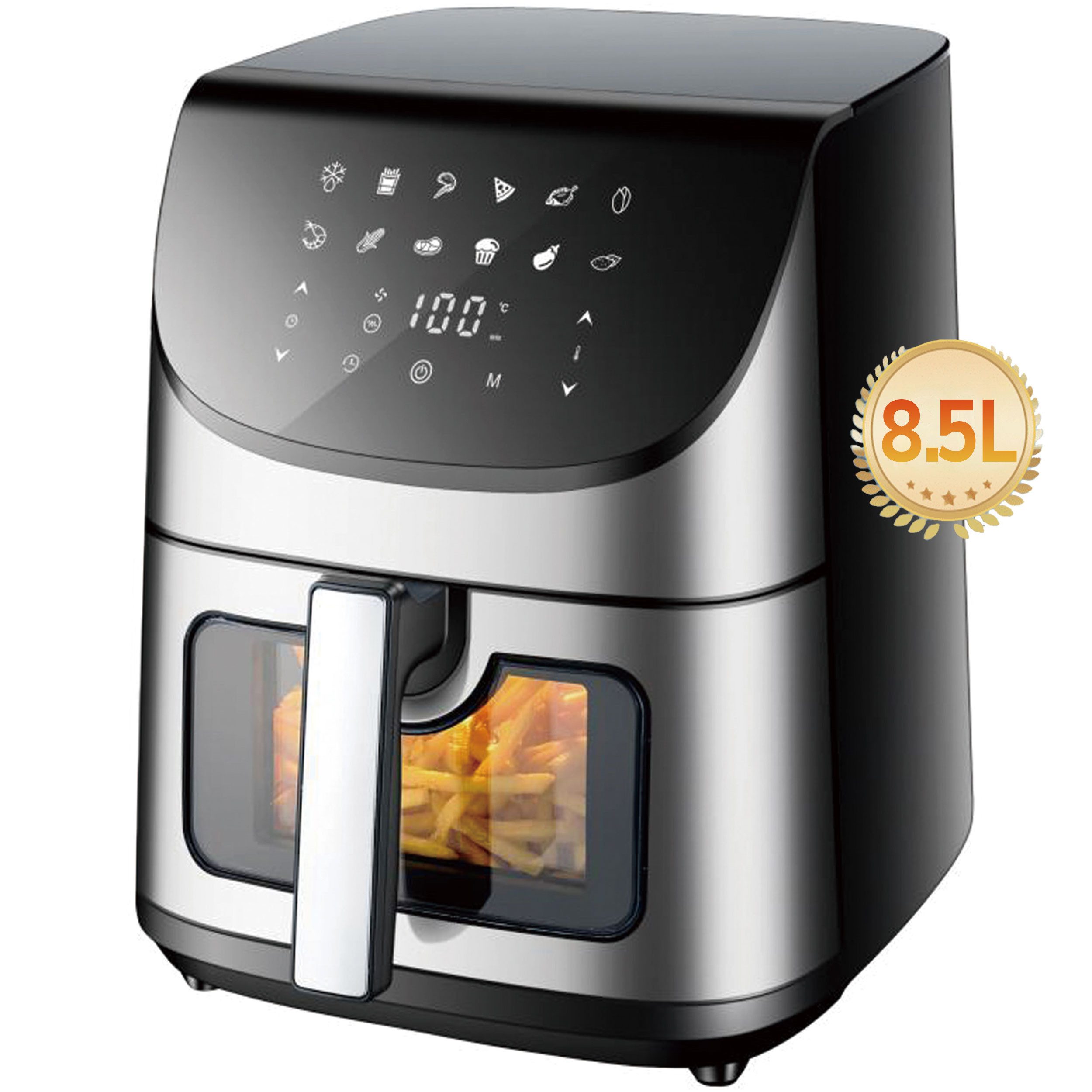 Heißluftfritteuse 8,5 L Airfryer –1800 W, LED‑Touchdisplay & 12 Kochprogrammen