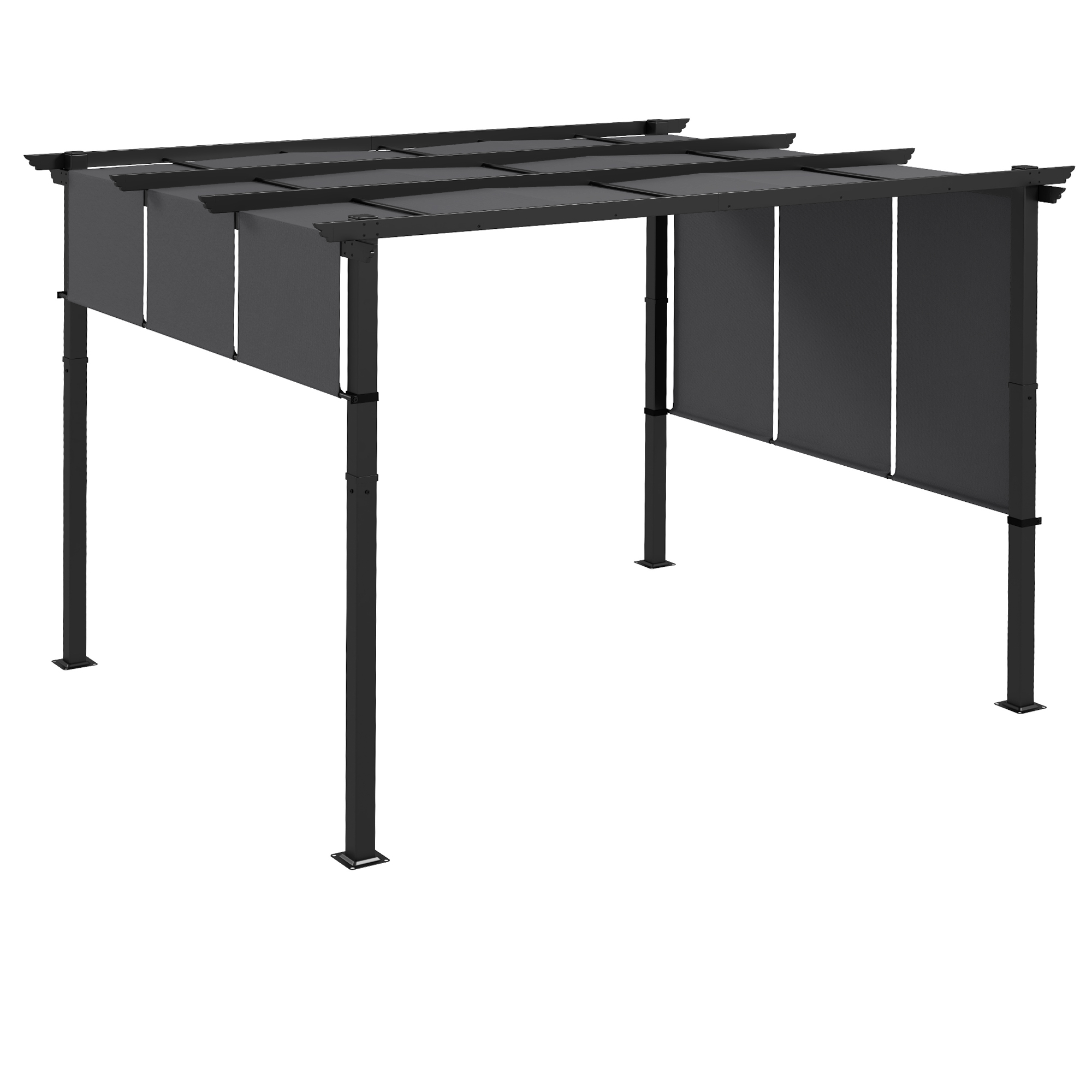 Zonnescherm Markies. Pergola, weerbestendig, inclusief bevestigingsmateriaal, 3 x 3,5 m, Donkergrijs